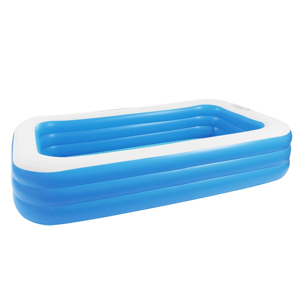 Inflatable Pool 302x183x59cm, Large Family Splash Pool for Kids & Adults, Blue view 3