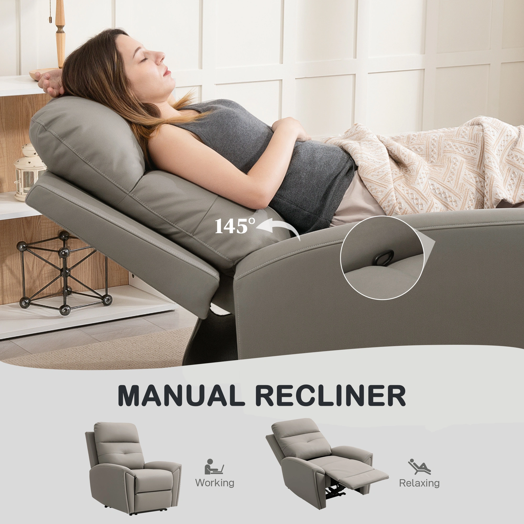 Modern Upholstered Sofa Chair, Accent Lounge Chair with Padded Seat, Compact Armless Reading Chair for Bedroom Living Room view 4