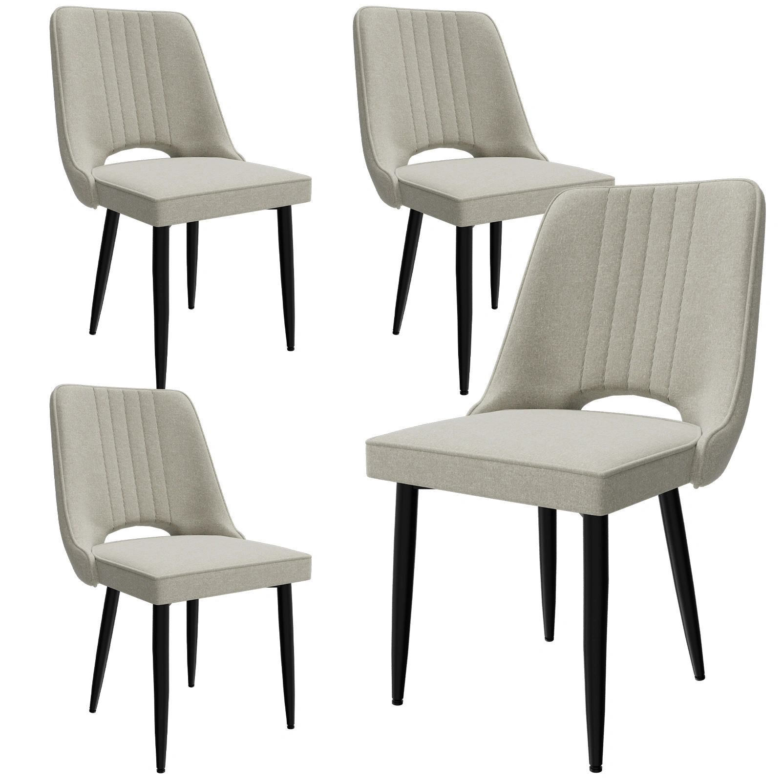 Set of 4 Dining Chairs, PU Leather Kitchen Chairs with Backrest, Upholstered Dining Room Chairs for Living Room, Lounge, Counter Height