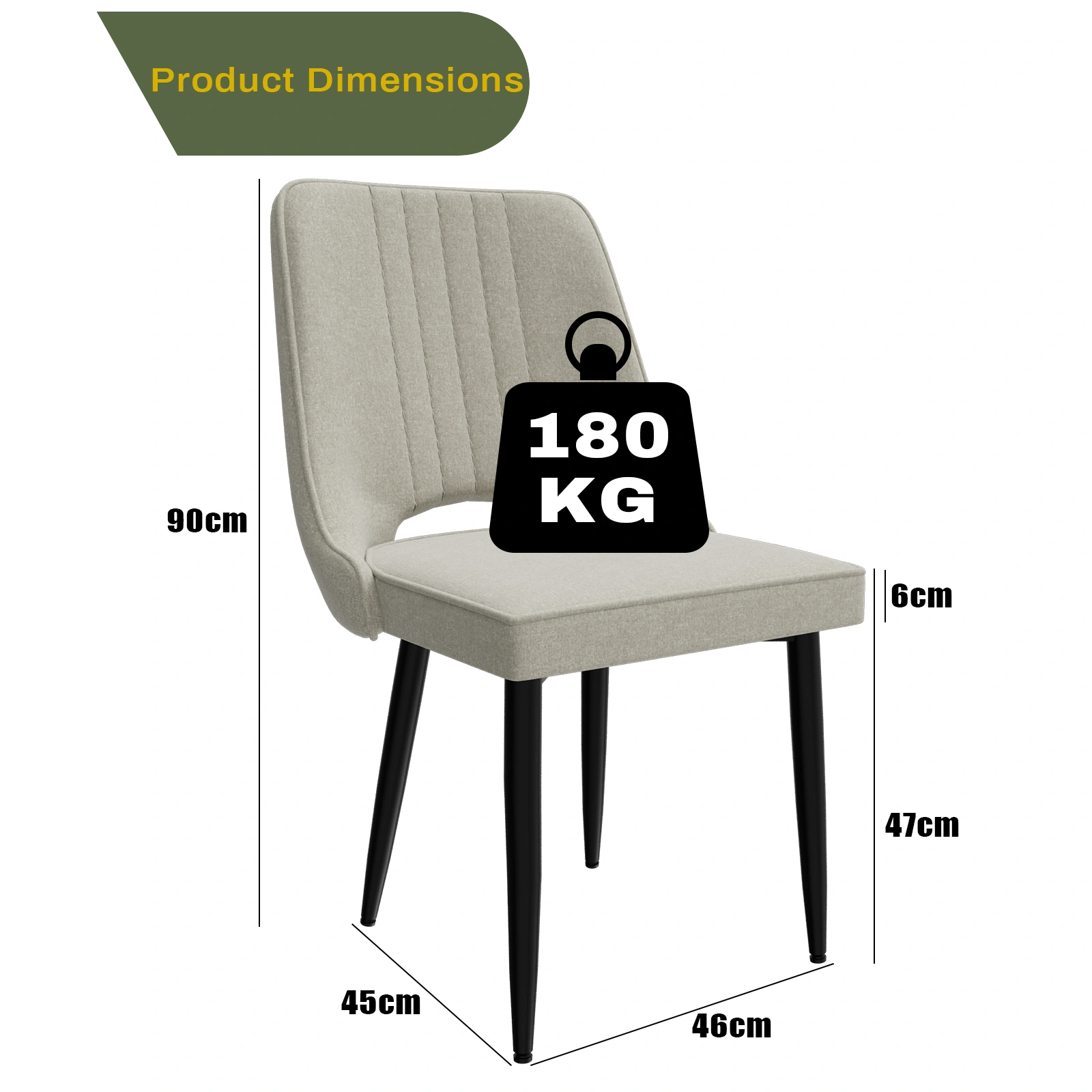 Set of 4 Dining Chairs, PU Leather Kitchen Chairs with Backrest, Upholstered Dining Room Chairs for Living Room, Lounge, Counter Height view 2