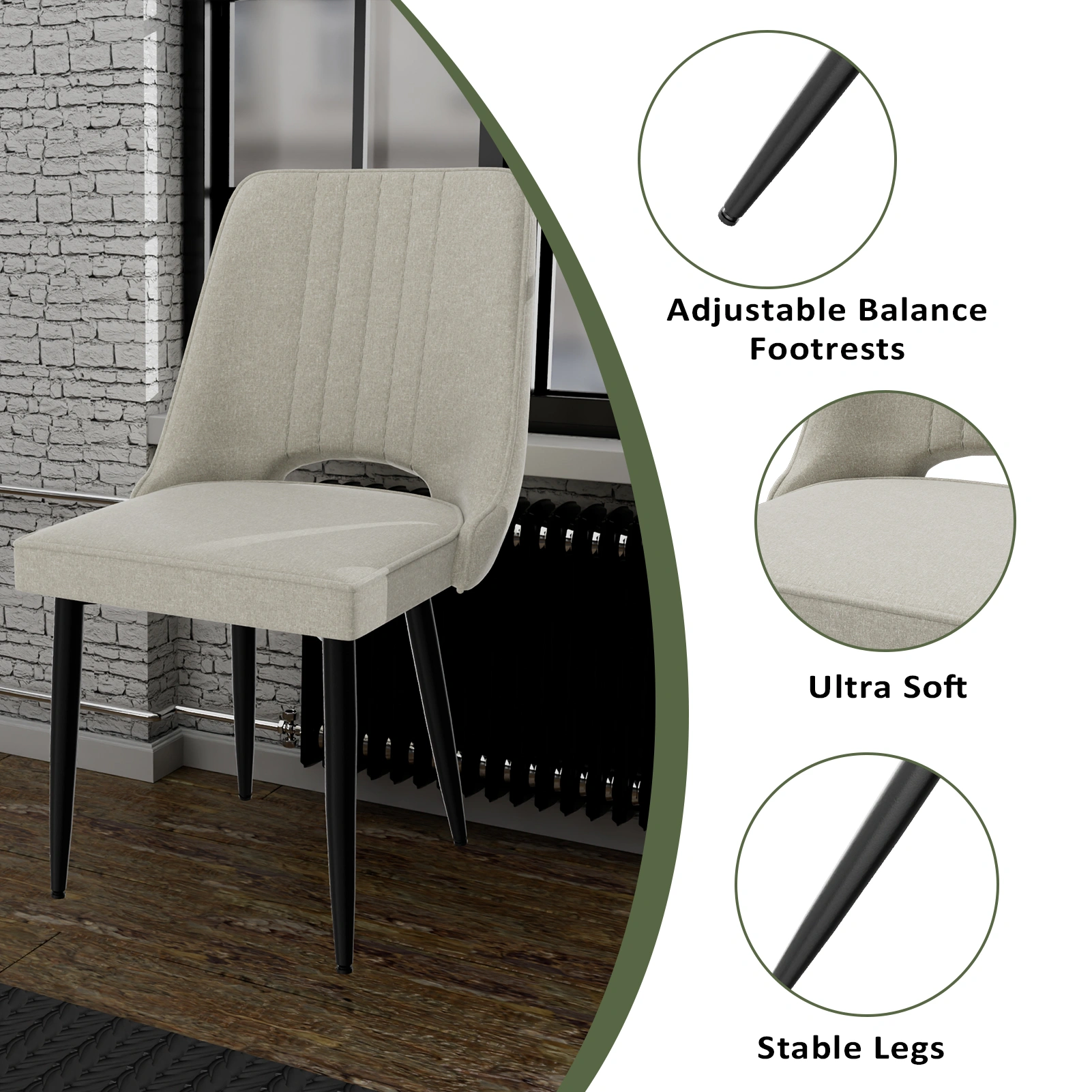 Set of 4 Dining Chairs, PU Leather Kitchen Chairs with Backrest, Upholstered Dining Room Chairs for Living Room, Lounge, Counter Height view 3
