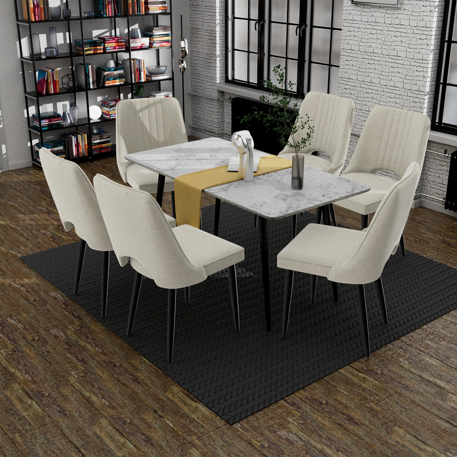 Set of 4 Dining Chairs, PU Leather Kitchen Chairs with Backrest, Upholstered Dining Room Chairs for Living Room, Lounge, Counter Height view 5