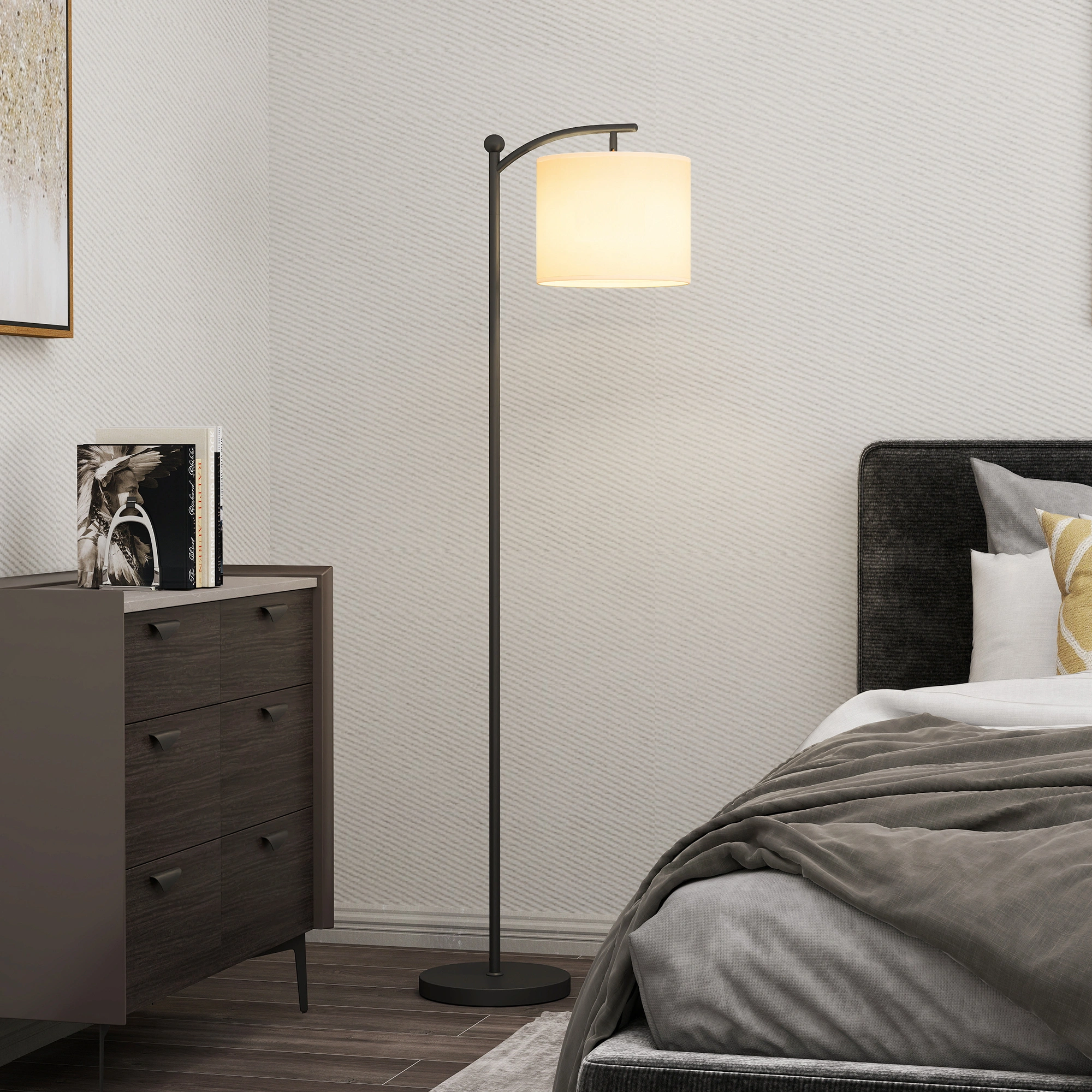 Adjustable Height Floor Lamp with LED Light, Standing Reading Lamp for Living Room, Bedroom, Office, Hallway