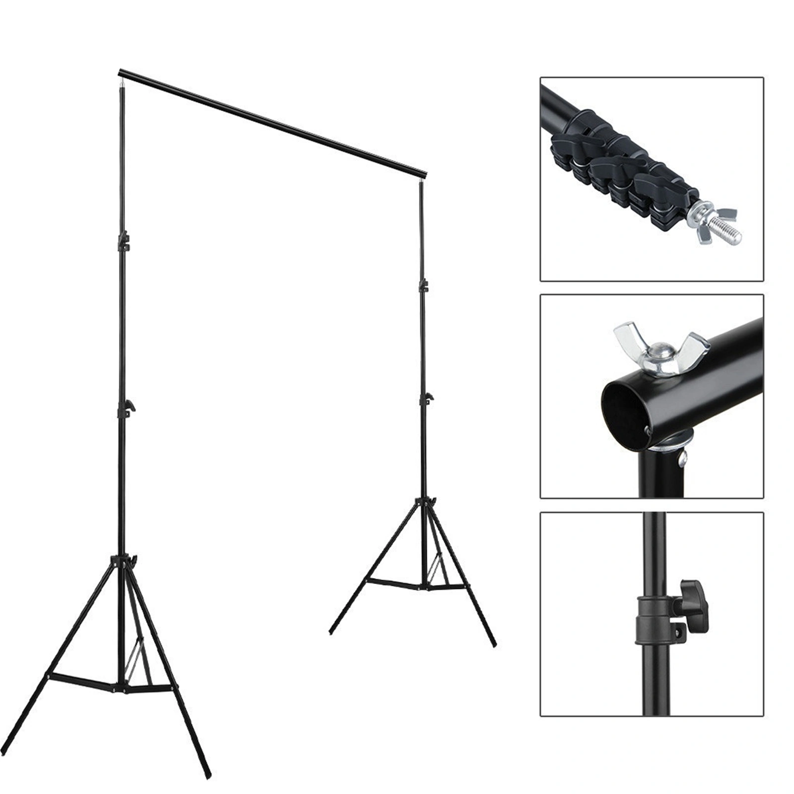 2*3M Backdrop Support Stand Set 3 Fish Mouth Clips Black(Do Not Sell on Amazon) view 3