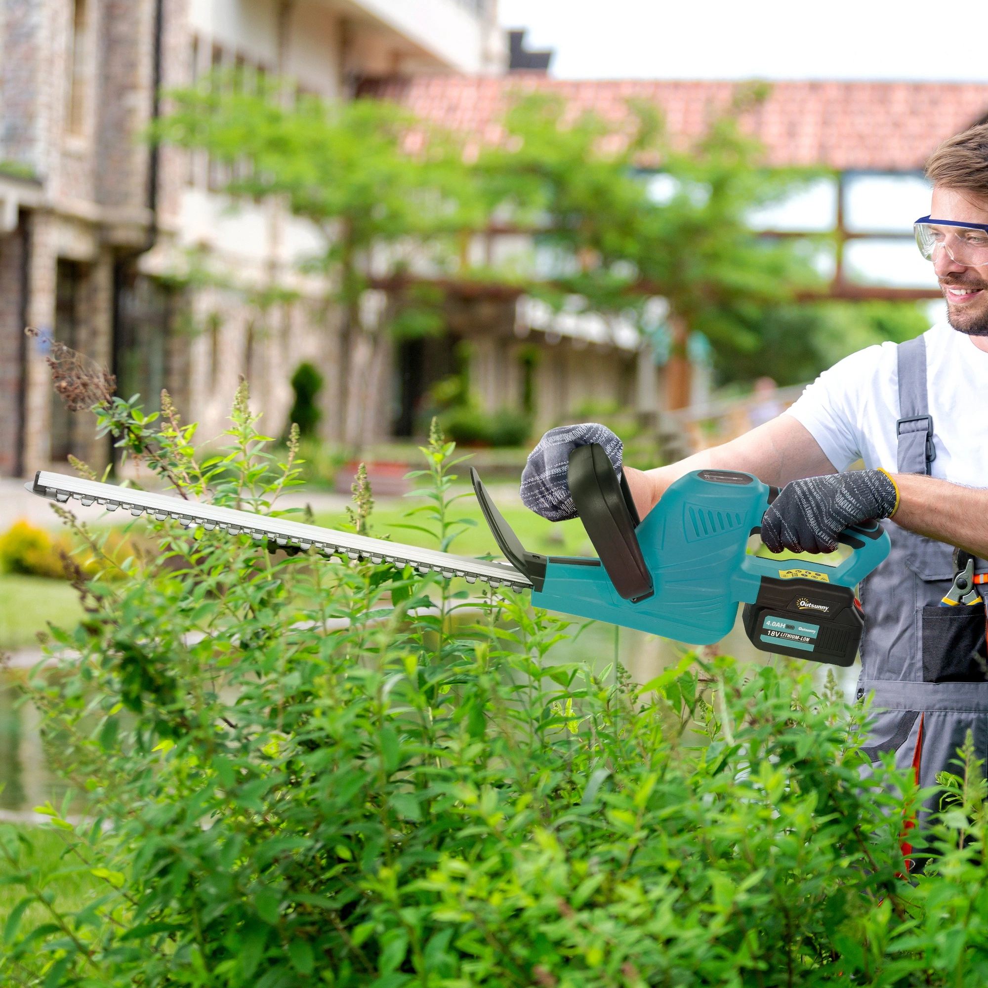 Electric Hedge Trimmer with Dual-Action Blade, 22-Inch Cutting Length, Lightweight Design, Cordless Rechargeable Battery Tool