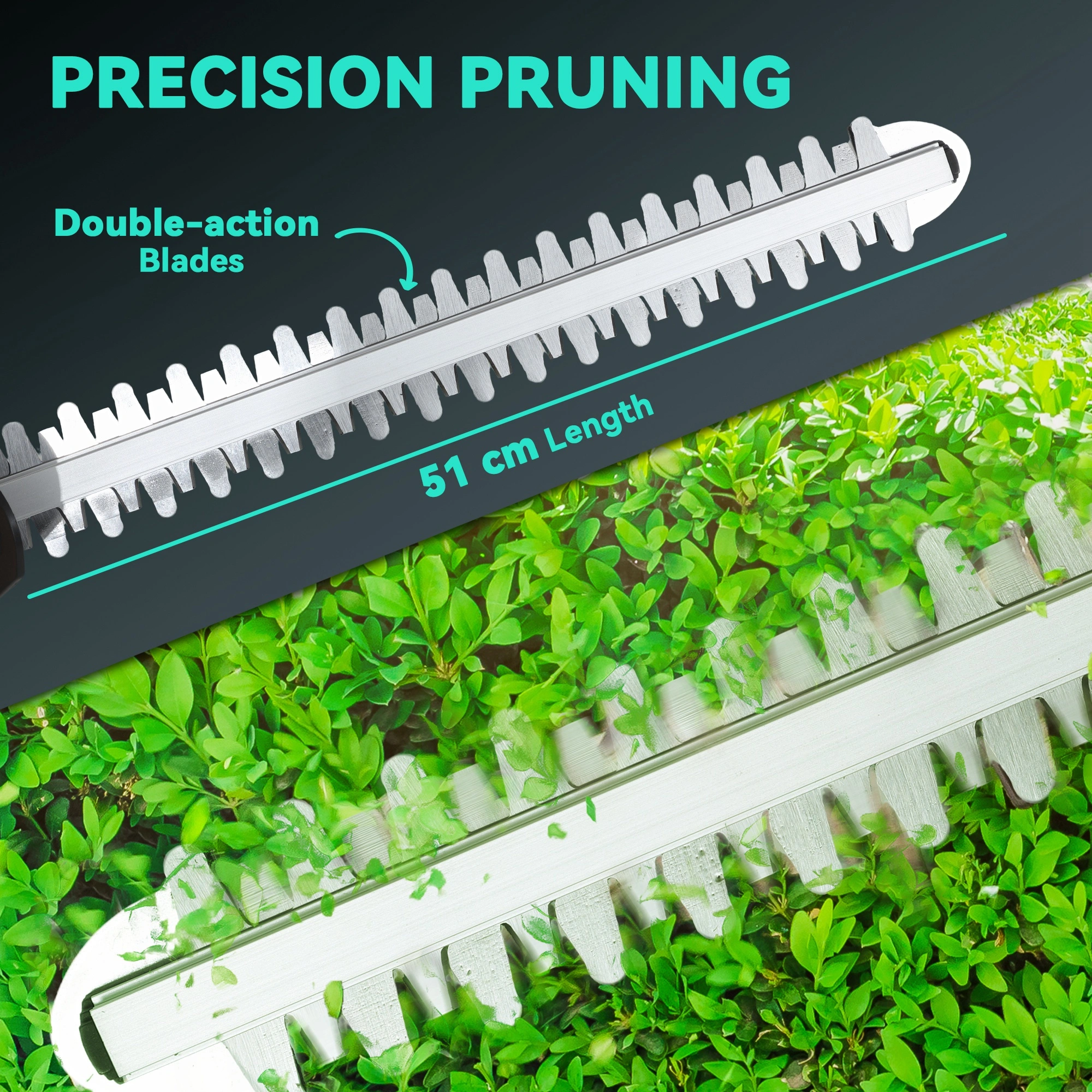 Electric Hedge Trimmer with Dual-Action Blade, 22-Inch Cutting Length, Lightweight Design, Cordless Rechargeable Battery Tool view 5