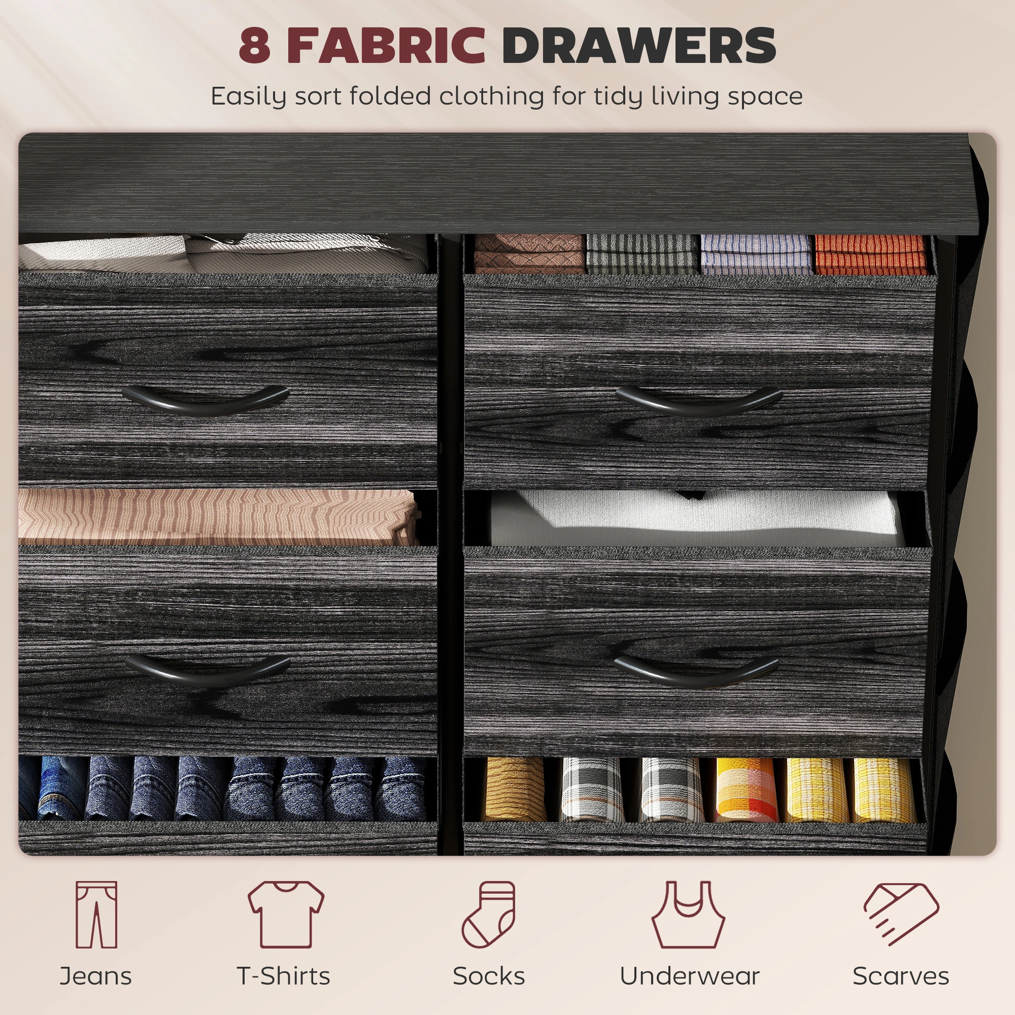 3-Drawer Wood Storage Chest 30x15x20 inch Natural Finish Bedroom Organizer Model WD-100 Qty 1 view 4