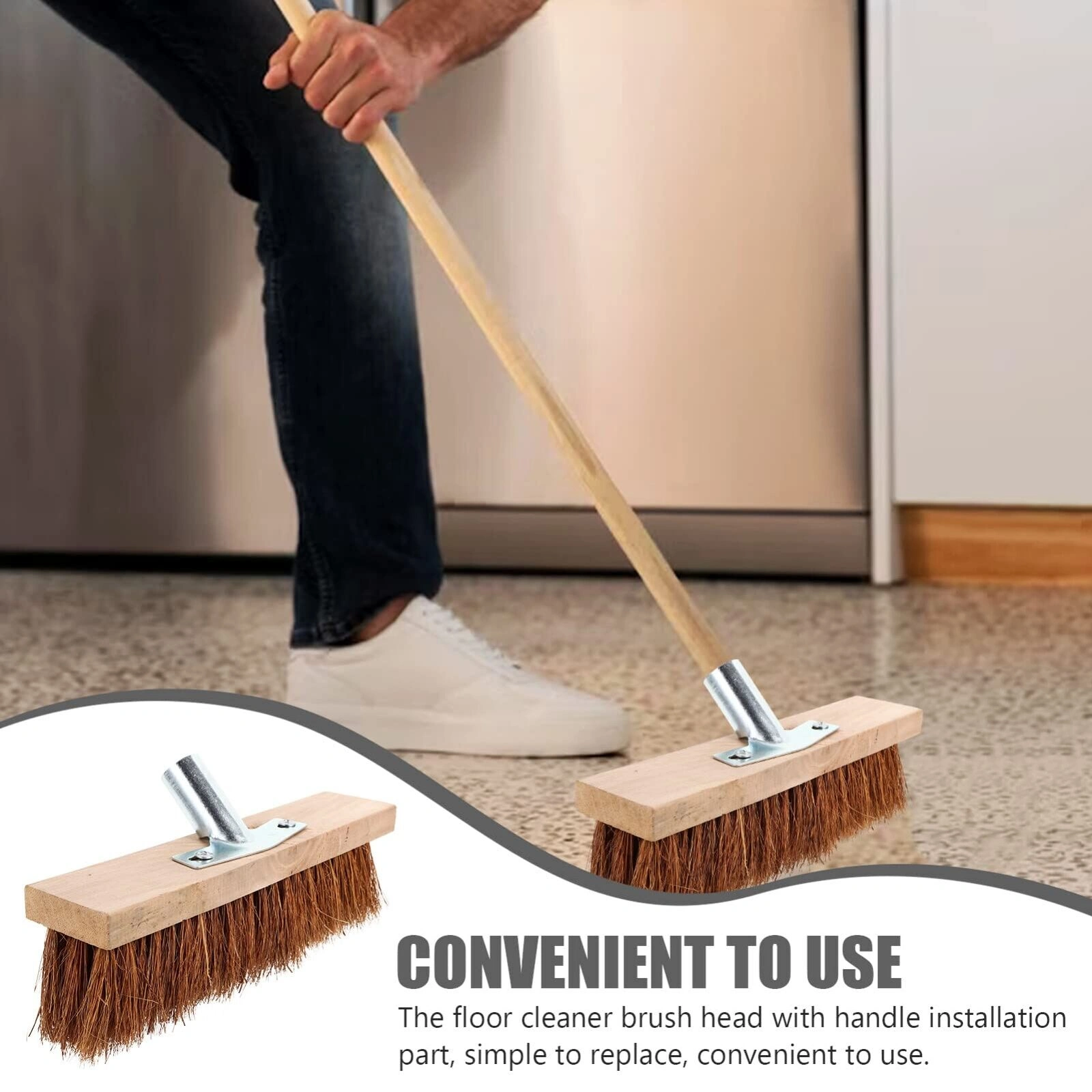 Heavy Duty Garden Broom, Extra Large Outdoor Sweeping Brush with Rigid Wire Bristles and Long Handle view 5