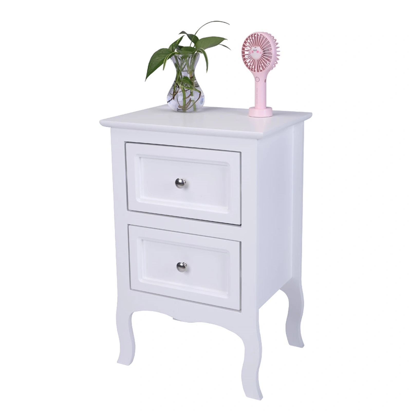 2pcs Country Style Two-Tier Night Tables Large Size White view 10