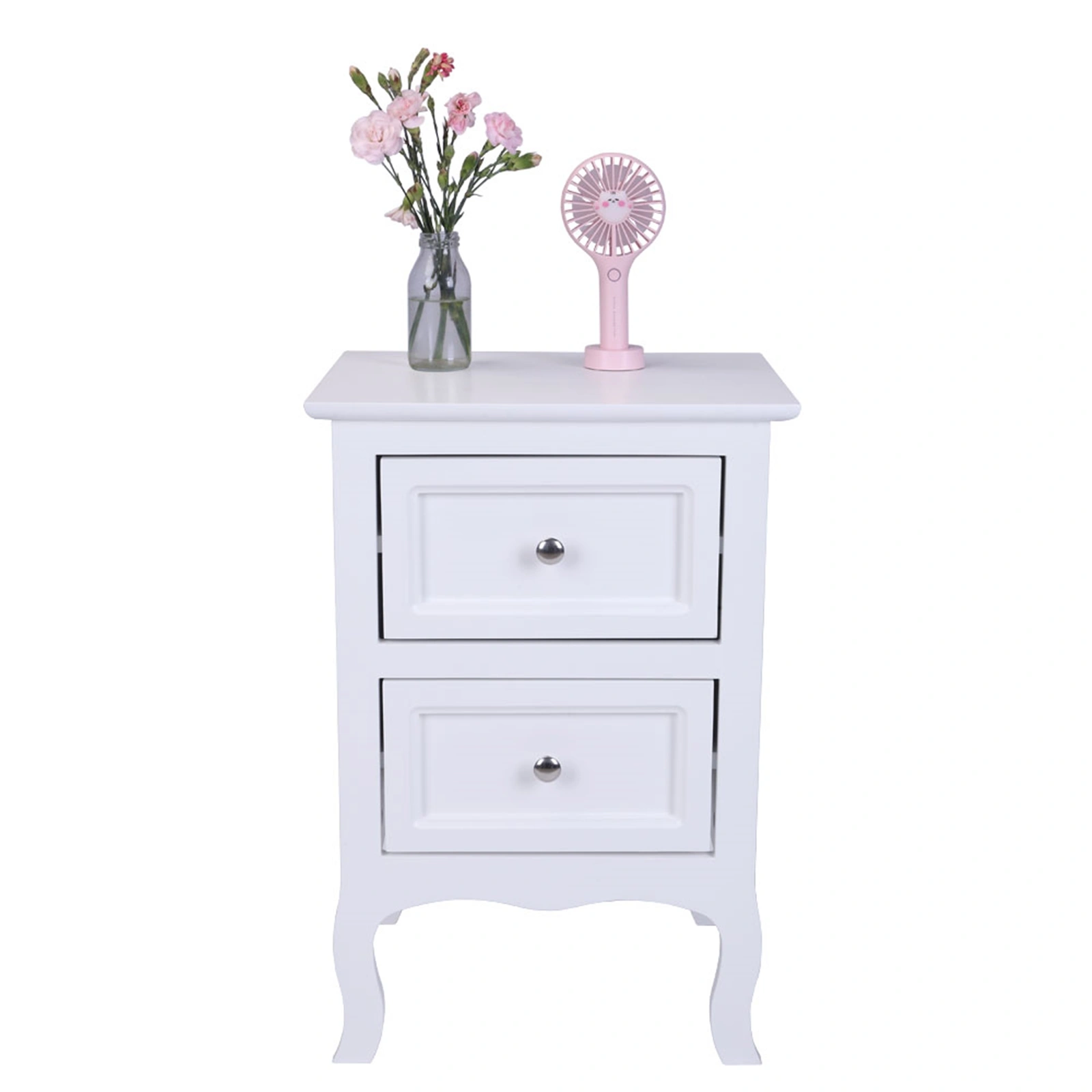 2pcs Country Style Two-Tier Night Tables Large Size White view 14