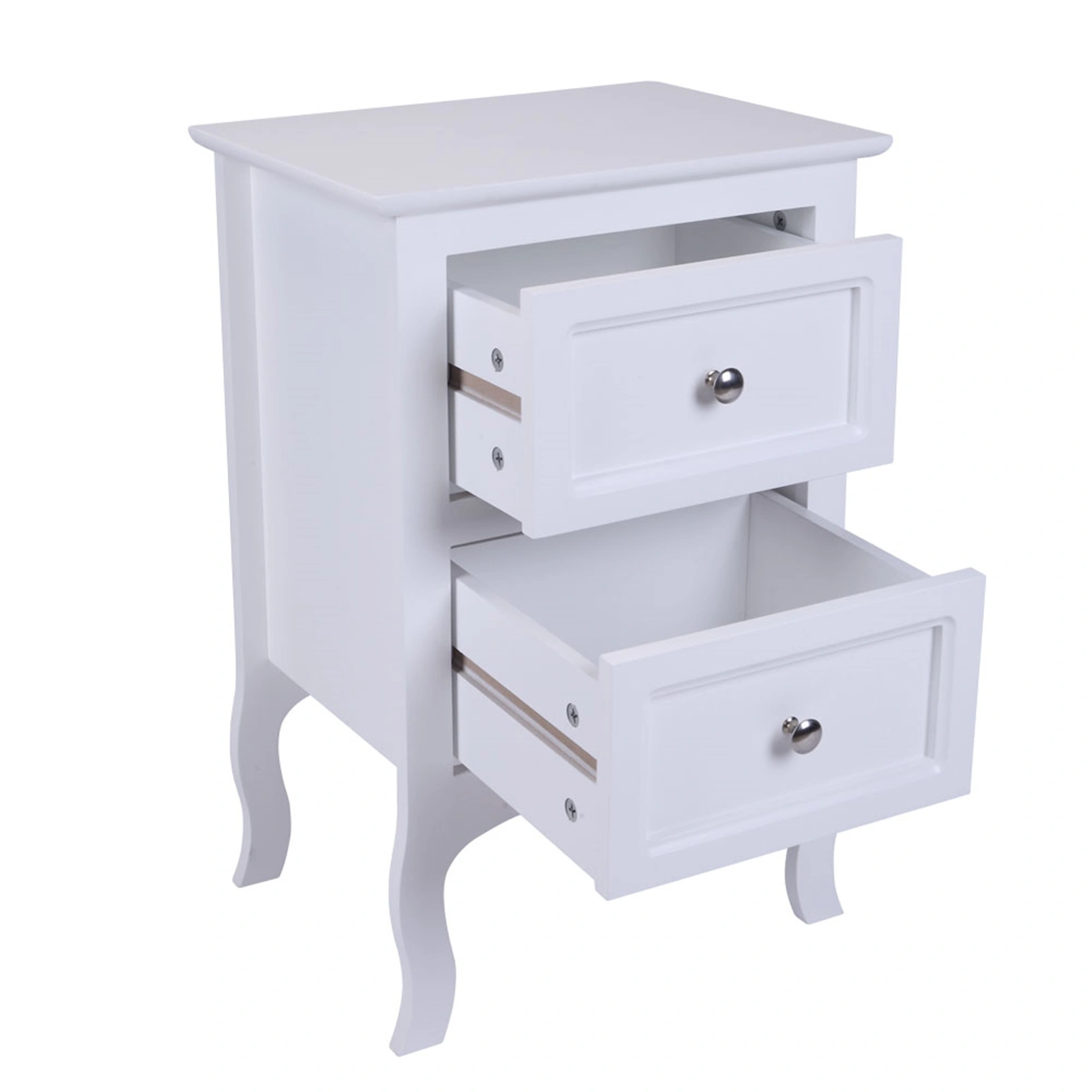 2pcs Country Style Two-Tier Night Tables Large Size White view 15