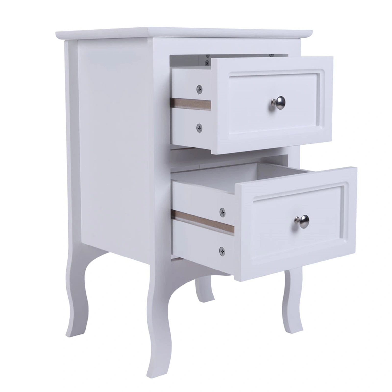 2pcs Country Style Two-Tier Night Tables Large Size White view 19