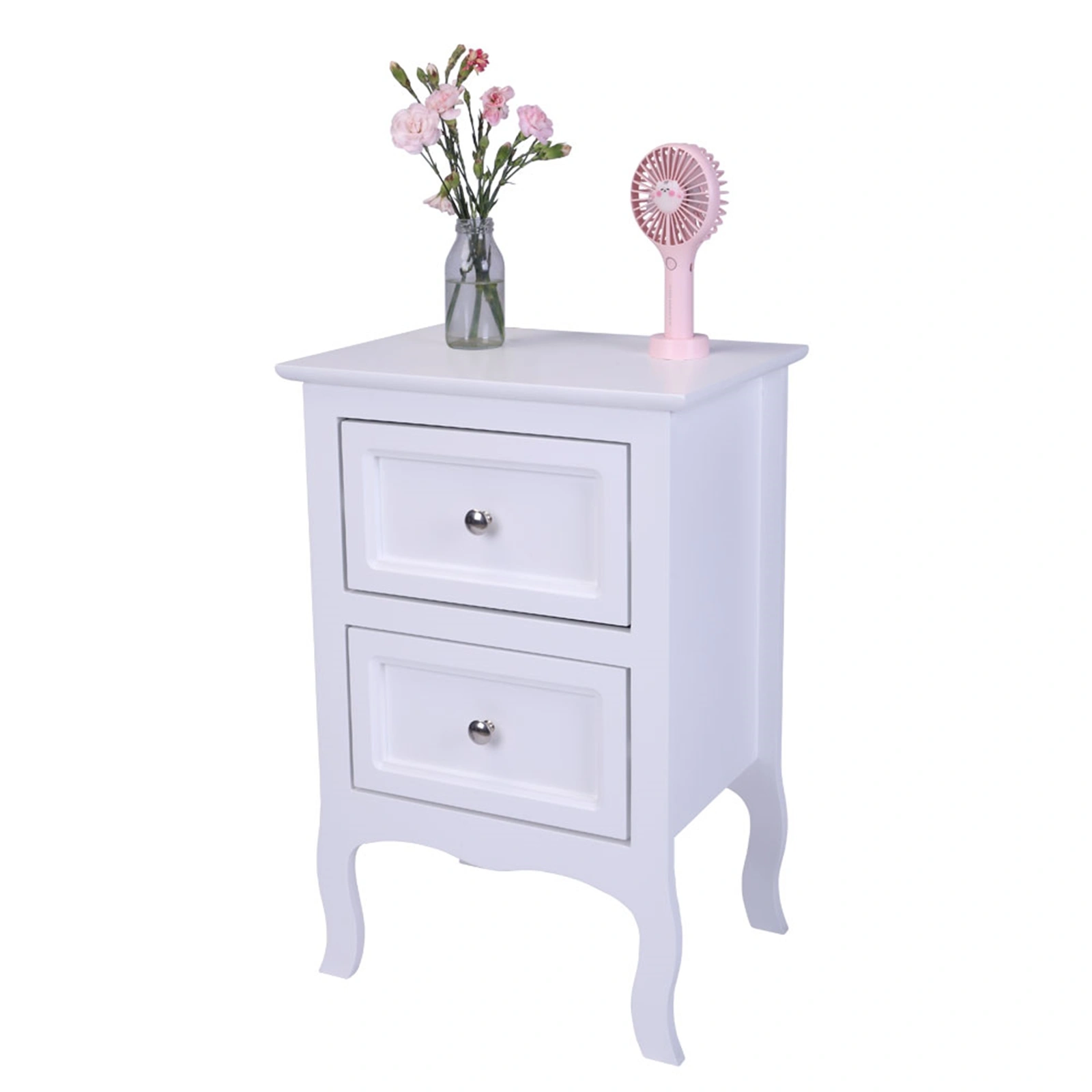 2pcs Country Style Two-Tier Night Tables Large Size White view 21
