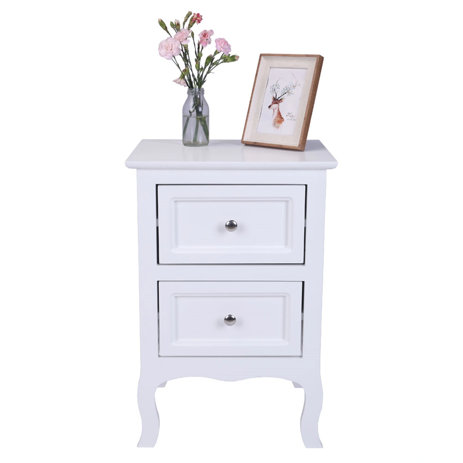 2pcs Country Style Two-Tier Night Tables Large Size White view 4