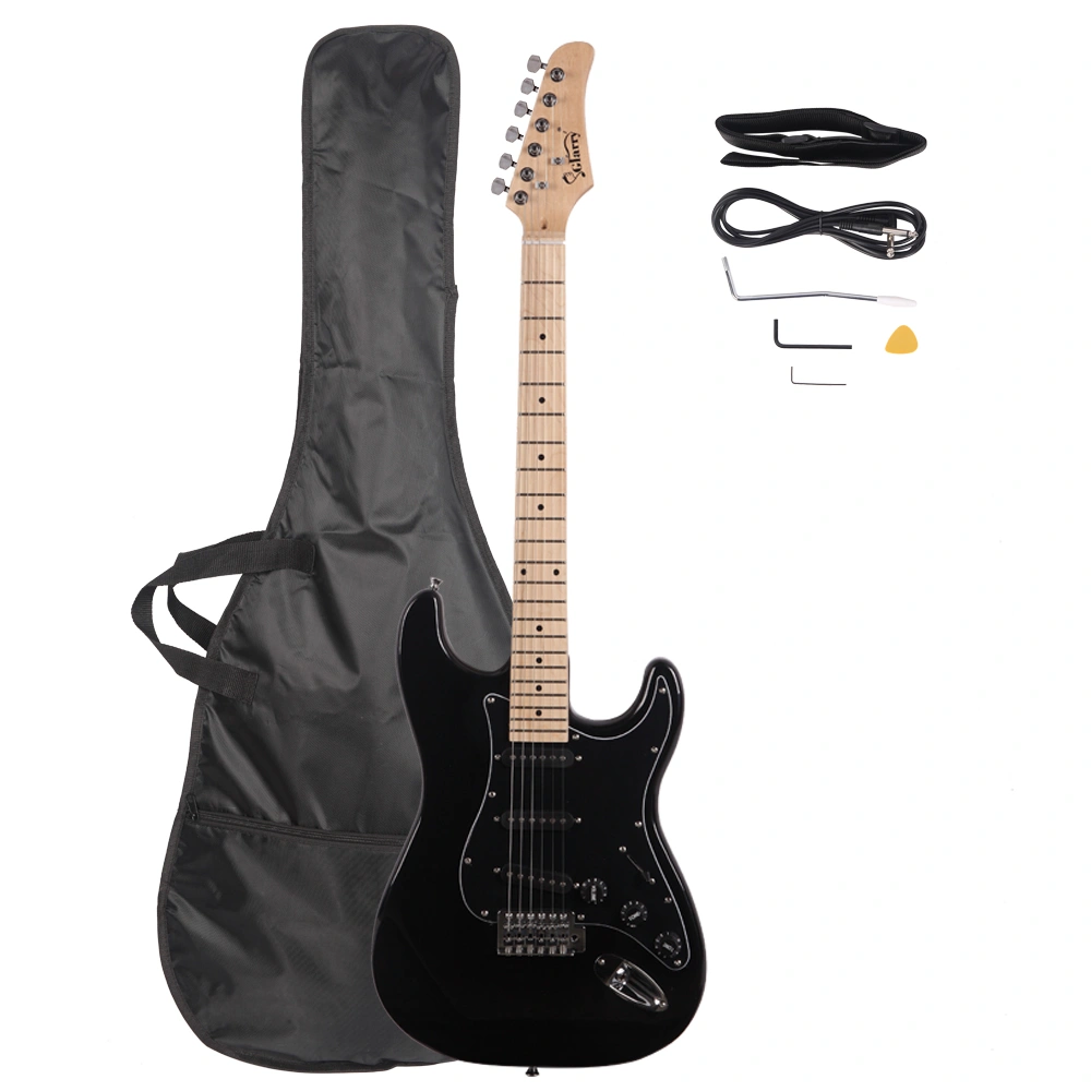 GST Electric Guitar Kit in Glossy Black with Black Pickguard, Complete Starter Pack view 2