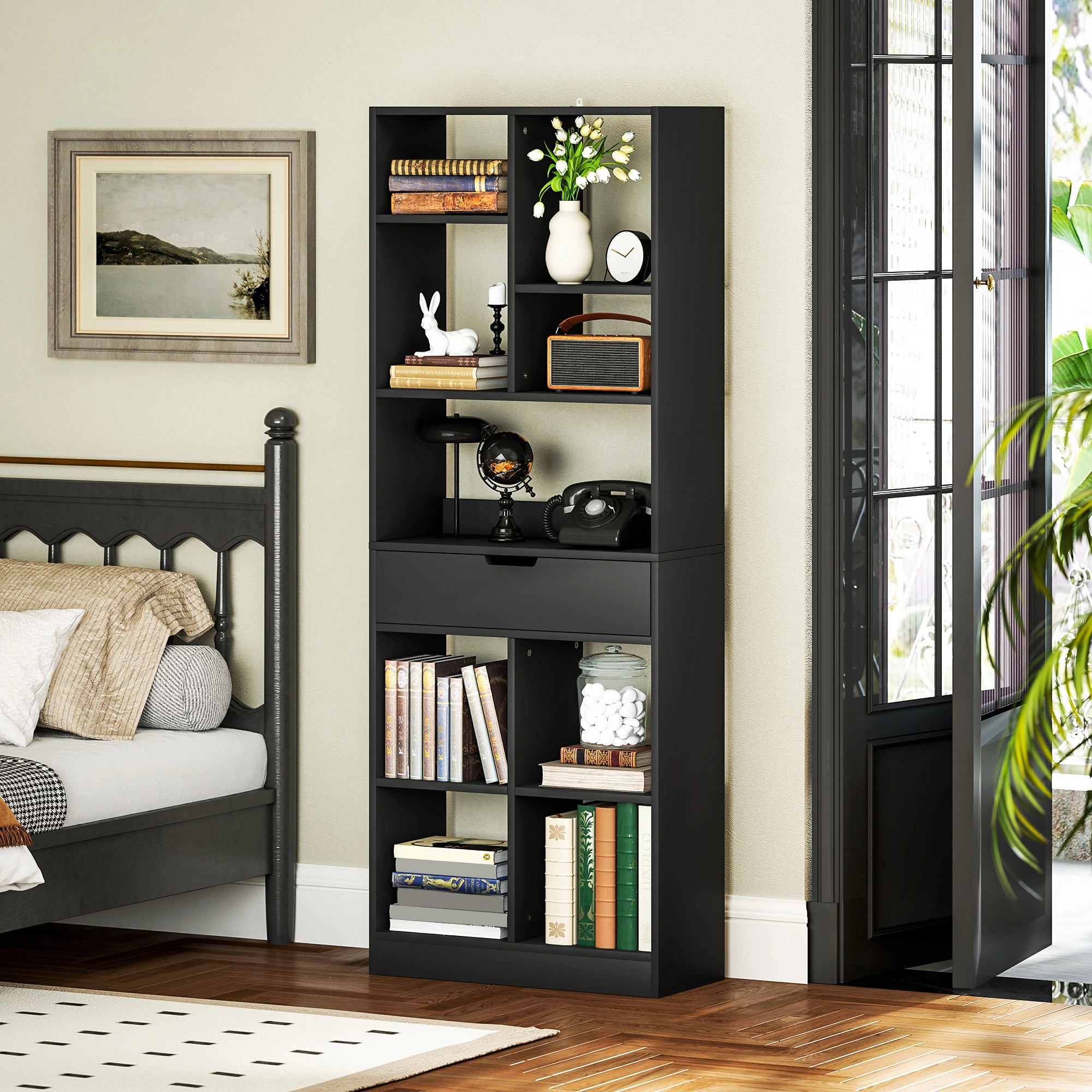 Modern Book Shelf Storage Cabinet - Multi-Tier Open Organizer Rack for Living Room, Bedroom, Office, Hallway