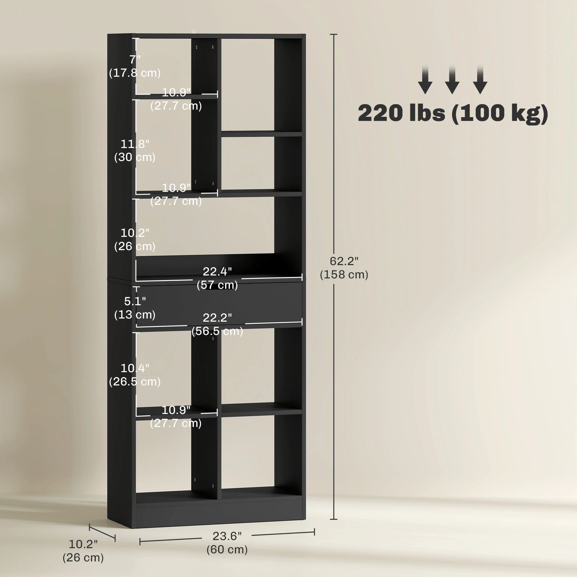 Modern Book Shelf Storage Cabinet - Multi-Tier Open Organizer Rack for Living Room, Bedroom, Office, Hallway view 3