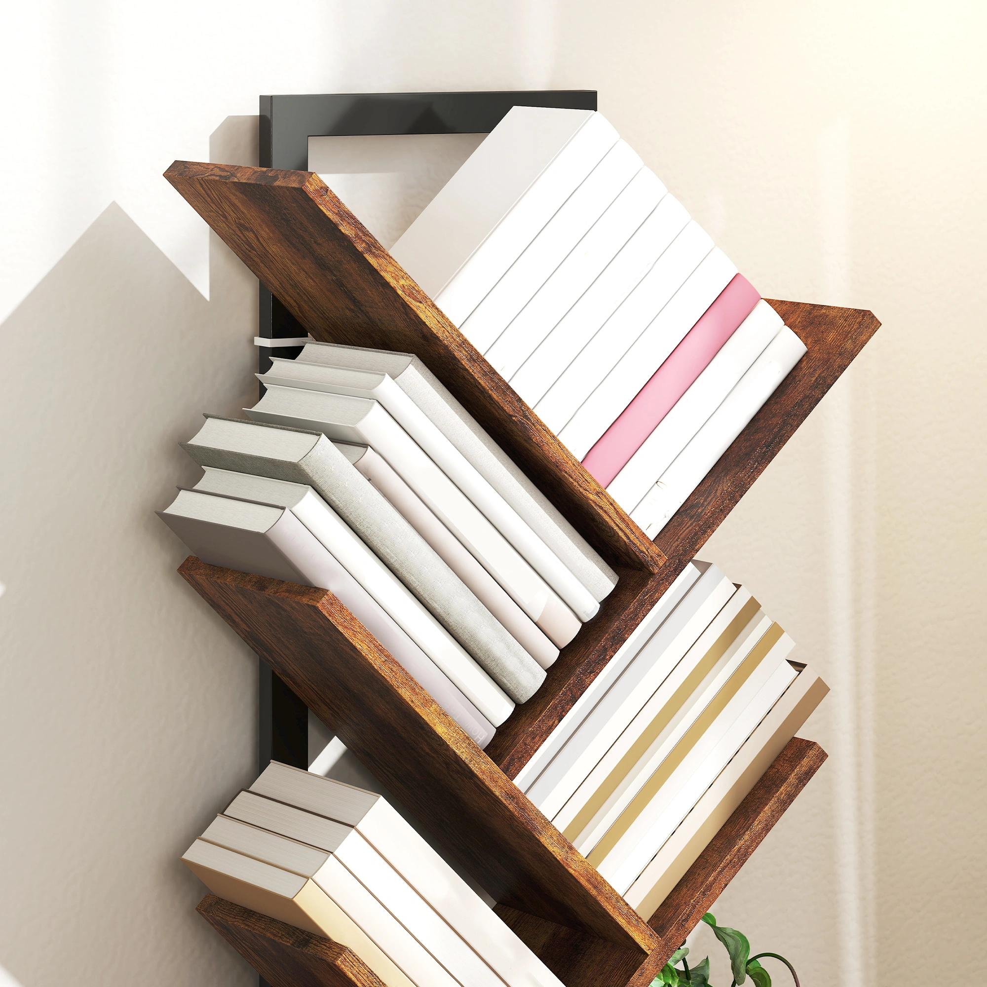 Modern Wooden Bookshelf Storage Cabinet with Open Shelves - Multifunctional Bookcase Organizer for Living Room & Bedroom view 5
