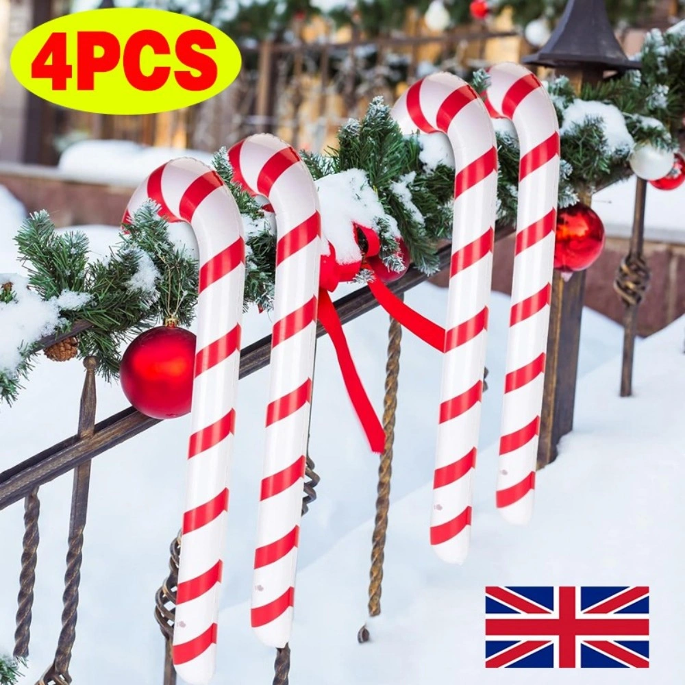 4 Pack Christmas Inflatable Candy Canes, Giant Blow-Up Candy Cane Yard Decoration