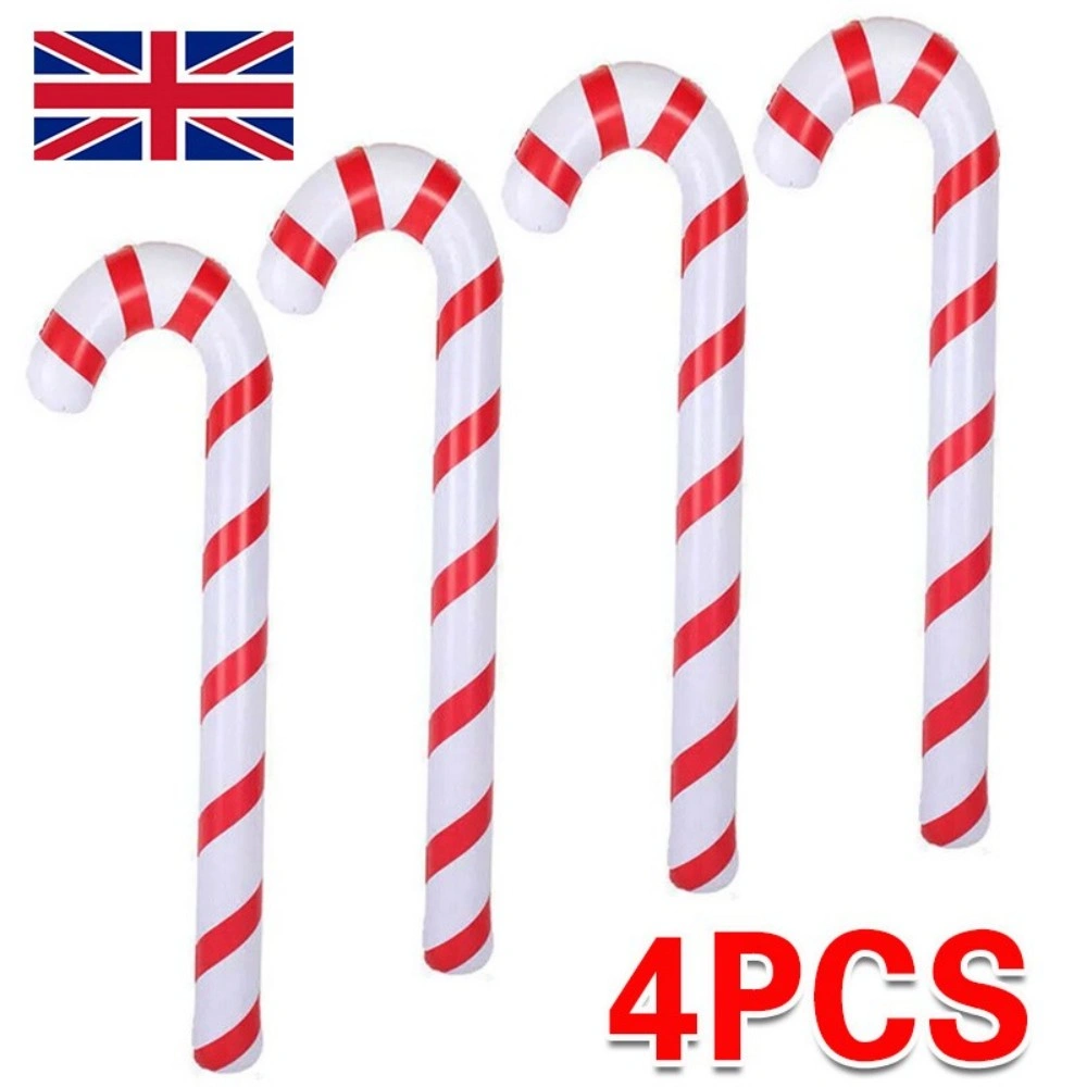 4 Pack Christmas Inflatable Candy Canes, Giant Blow-Up Candy Cane Yard Decoration view 2