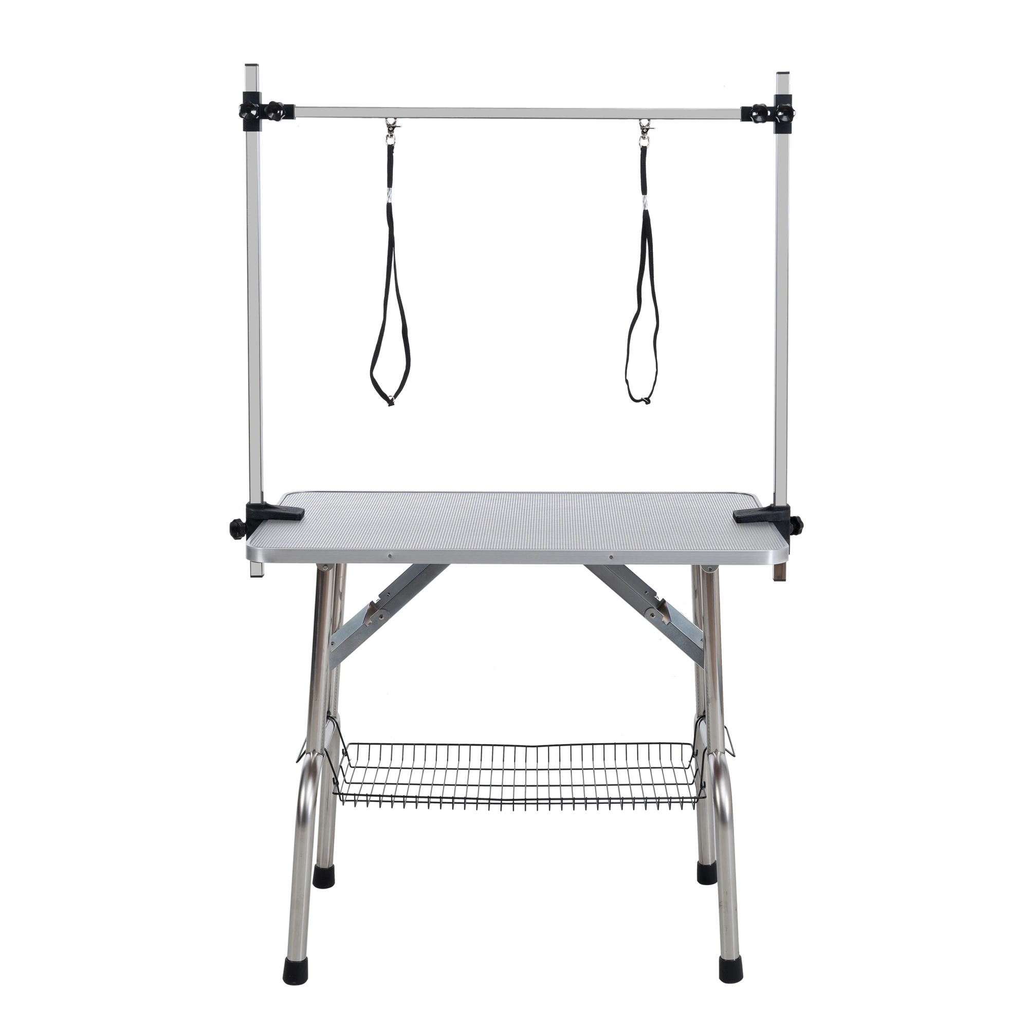 36" Folding Dog Pet Grooming Table Stainless Steel Frame Rubber Mat on Board with Adjustable Arm and Clamps pet dog Cat Grooming Table (SILVER-GRAY COLOR) view 7