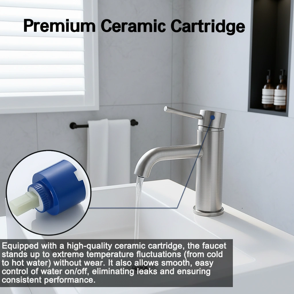 Single Handle Bathroom Faucet Lavatory Faucet Stainless Steel Single Hole-T10, Brushed Nickel[Unable ship on weekends, TK/TEMU only for pickup, only TX10643 warehouse supports GOFO] view 8
