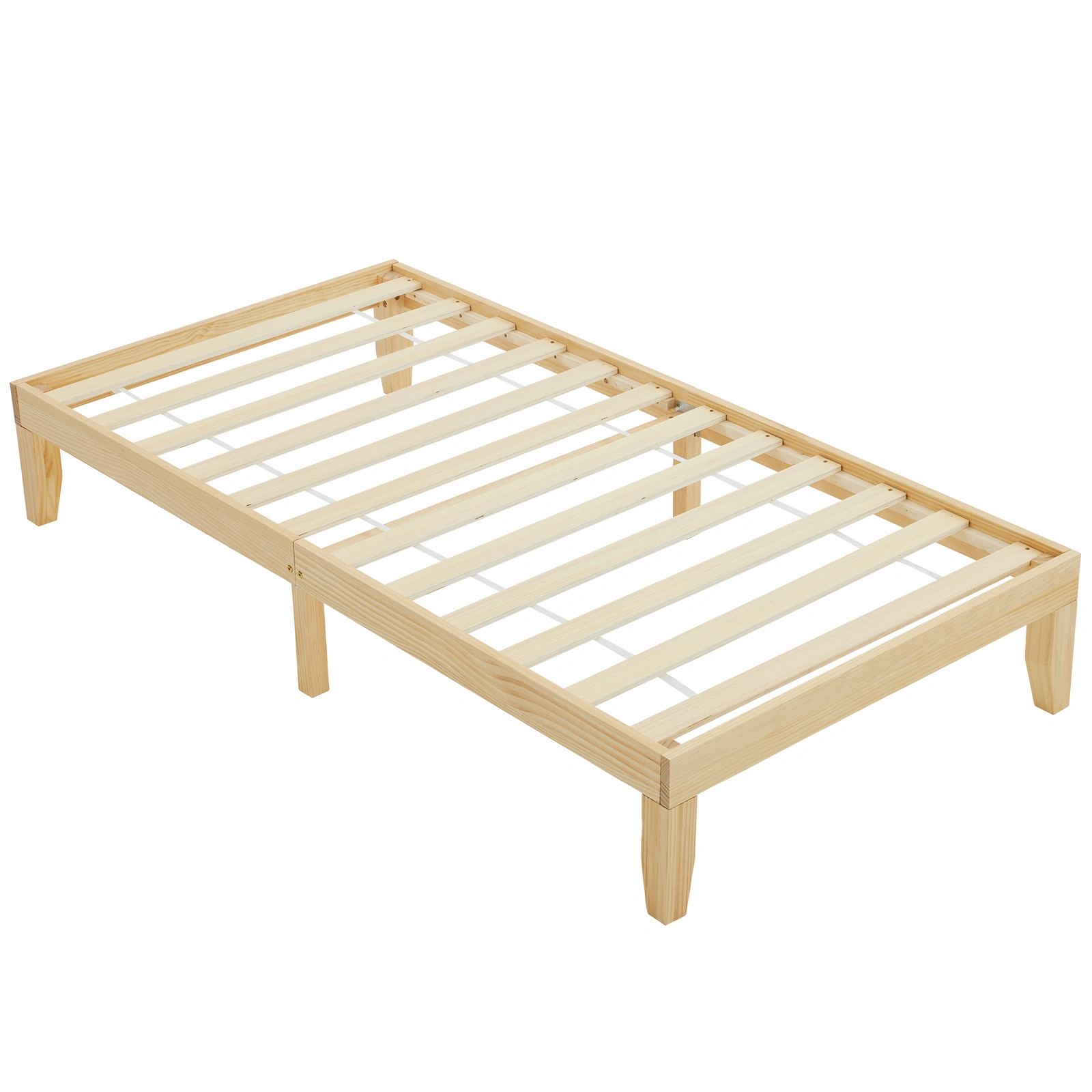 Simple & Sturdy Twin Bed Frame – Painted Pine Wood, Natural Finish view 9