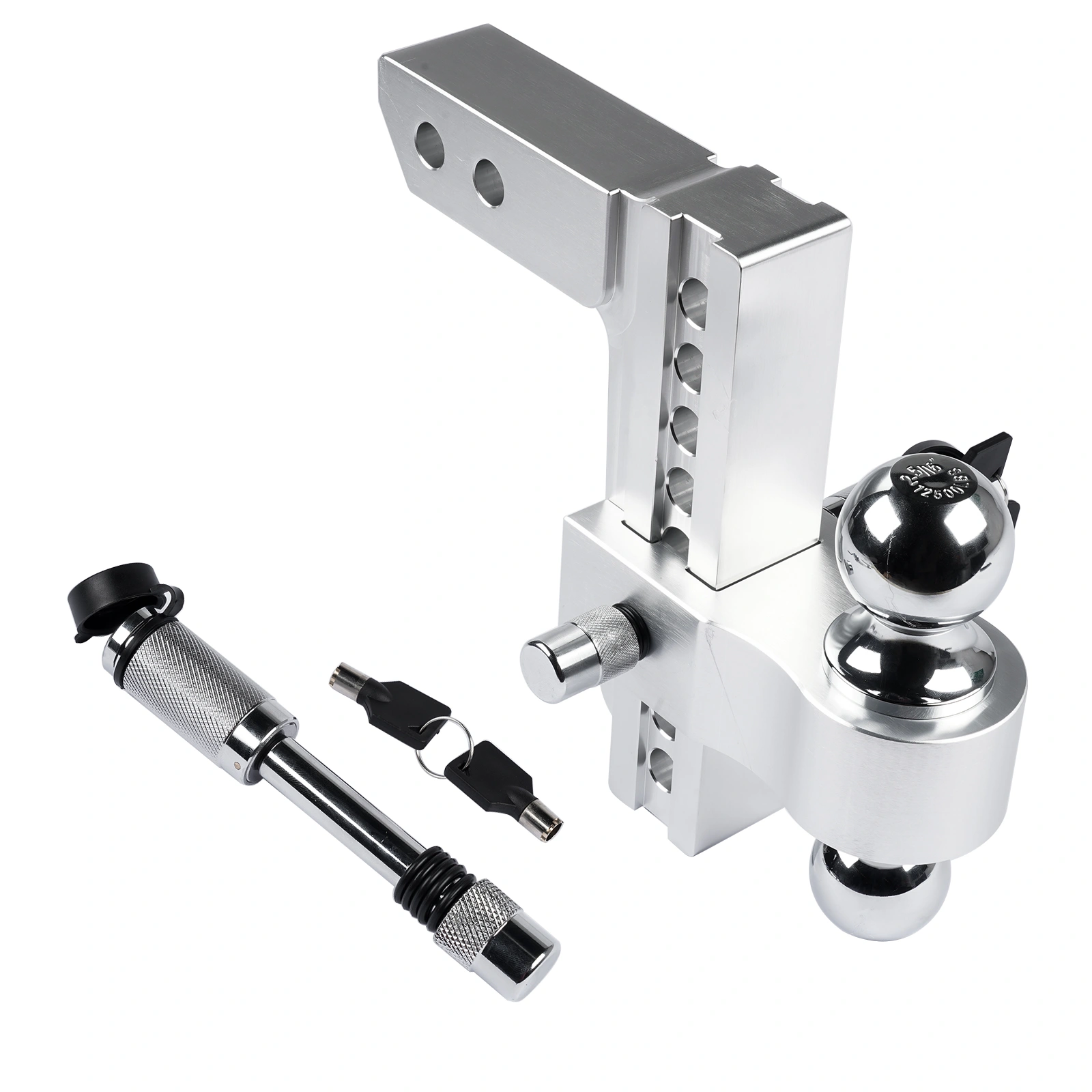 Fits 2" Receiver Trailer Hitch Adjustable 8" Drop/Rise 12500 LBS 2" & 2-5/16" Ball w/Anti-Theft Hitch Pin