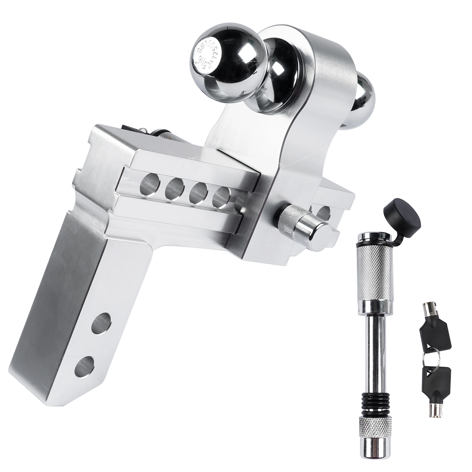 Fits 2" Receiver Trailer Hitch Adjustable 8" Drop/Rise 12500 LBS 2" & 2-5/16" Ball w/Anti-Theft Hitch Pin view 3