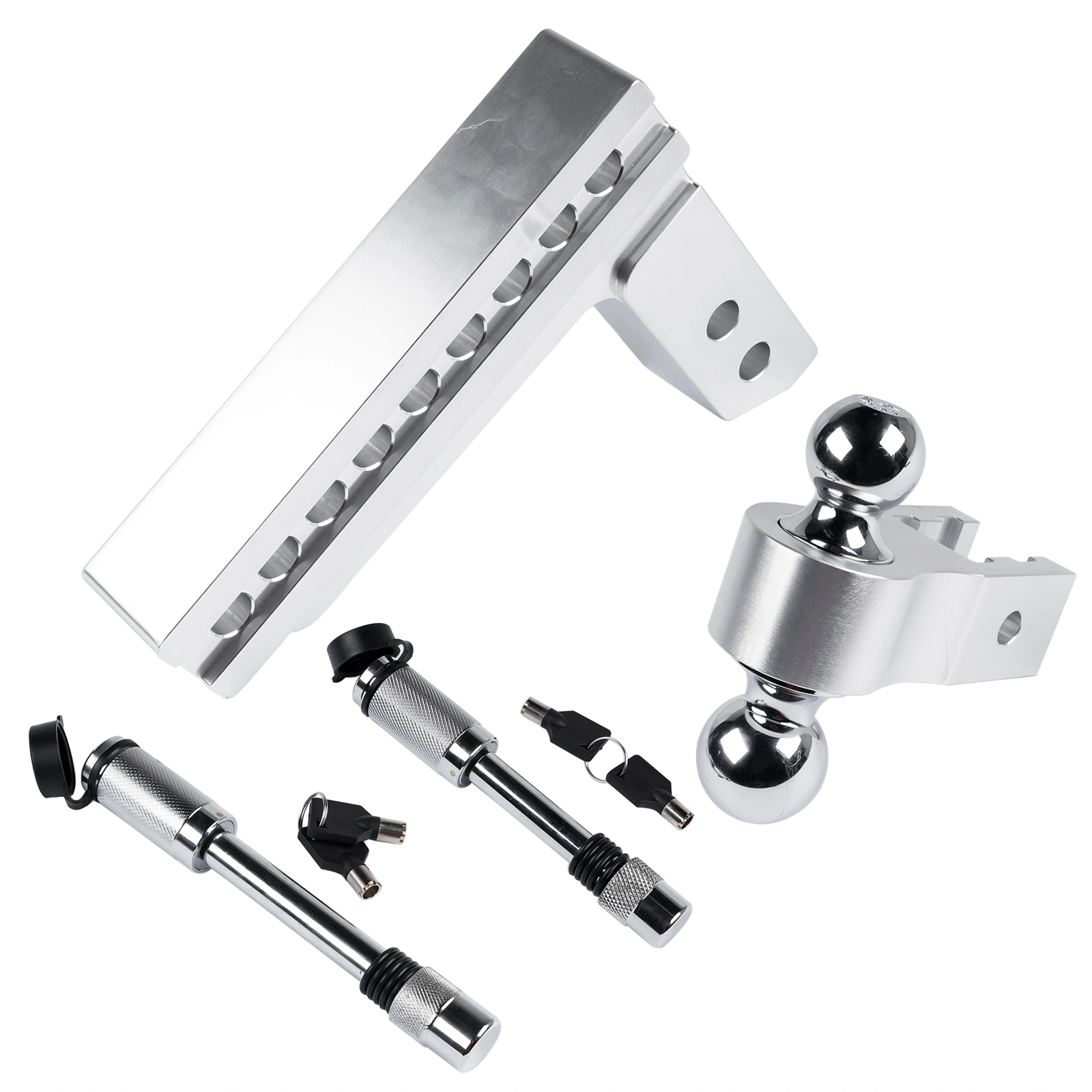 Fits 2" Receiver Trailer Hitch Adjustable 8" Drop/Rise 12500 LBS 2" & 2-5/16" Ball w/Anti-Theft Hitch Pin view 5