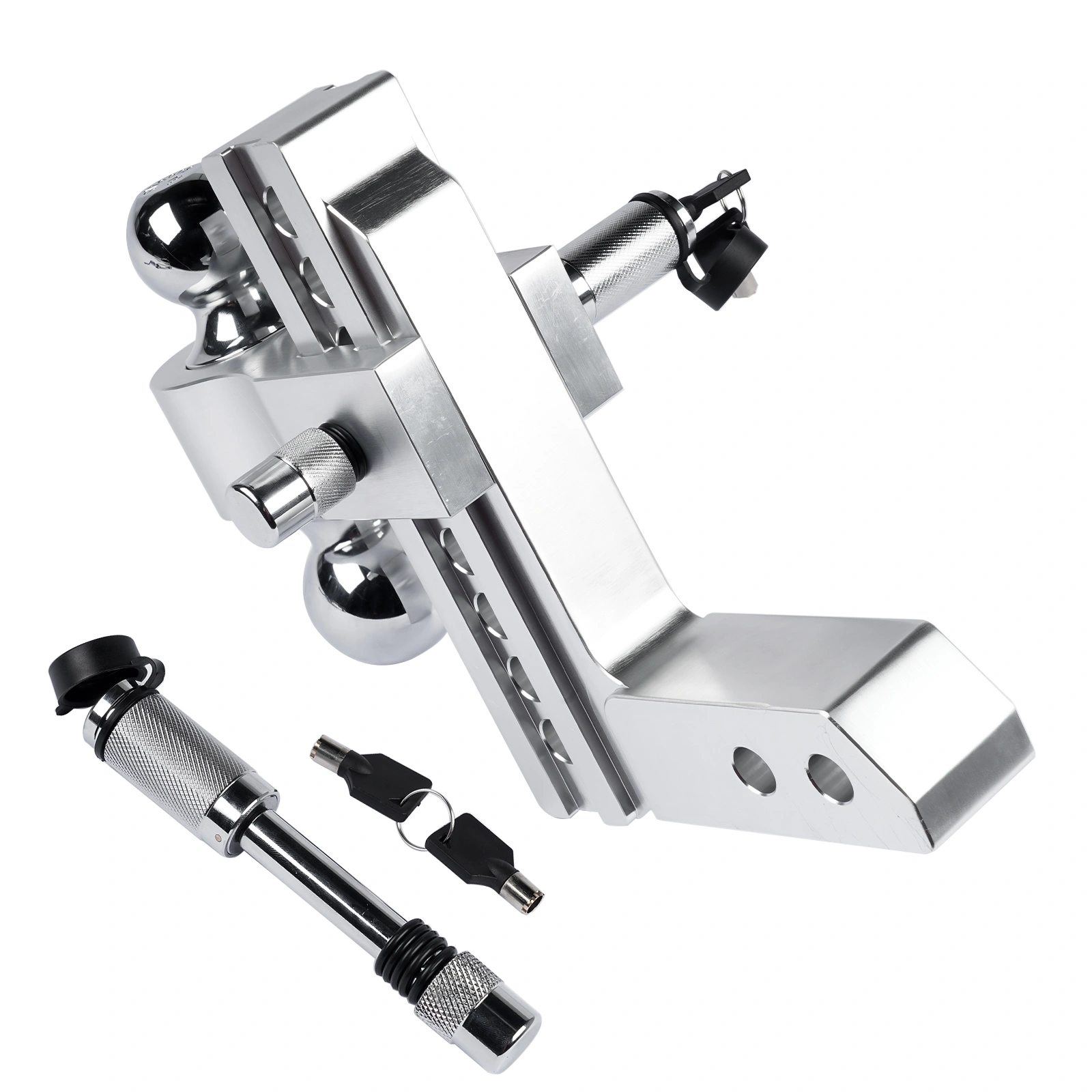 Fits 2" Receiver Trailer Hitch Adjustable 8" Drop/Rise 12500 LBS 2" & 2-5/16" Ball w/Anti-Theft Hitch Pin view 6