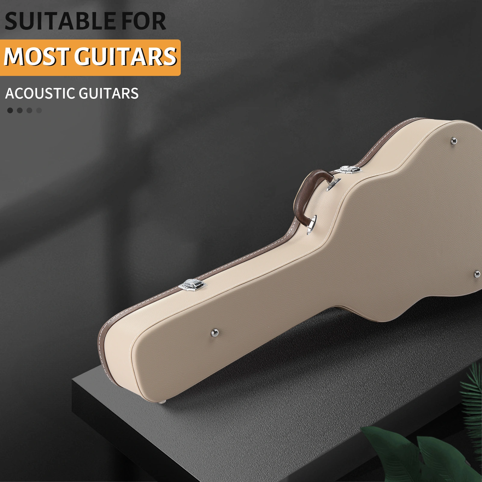 41" Microgroove Folk Guitar Hardshell Case, Fits Most Acoustic Guitars, Flat Beige view 13
