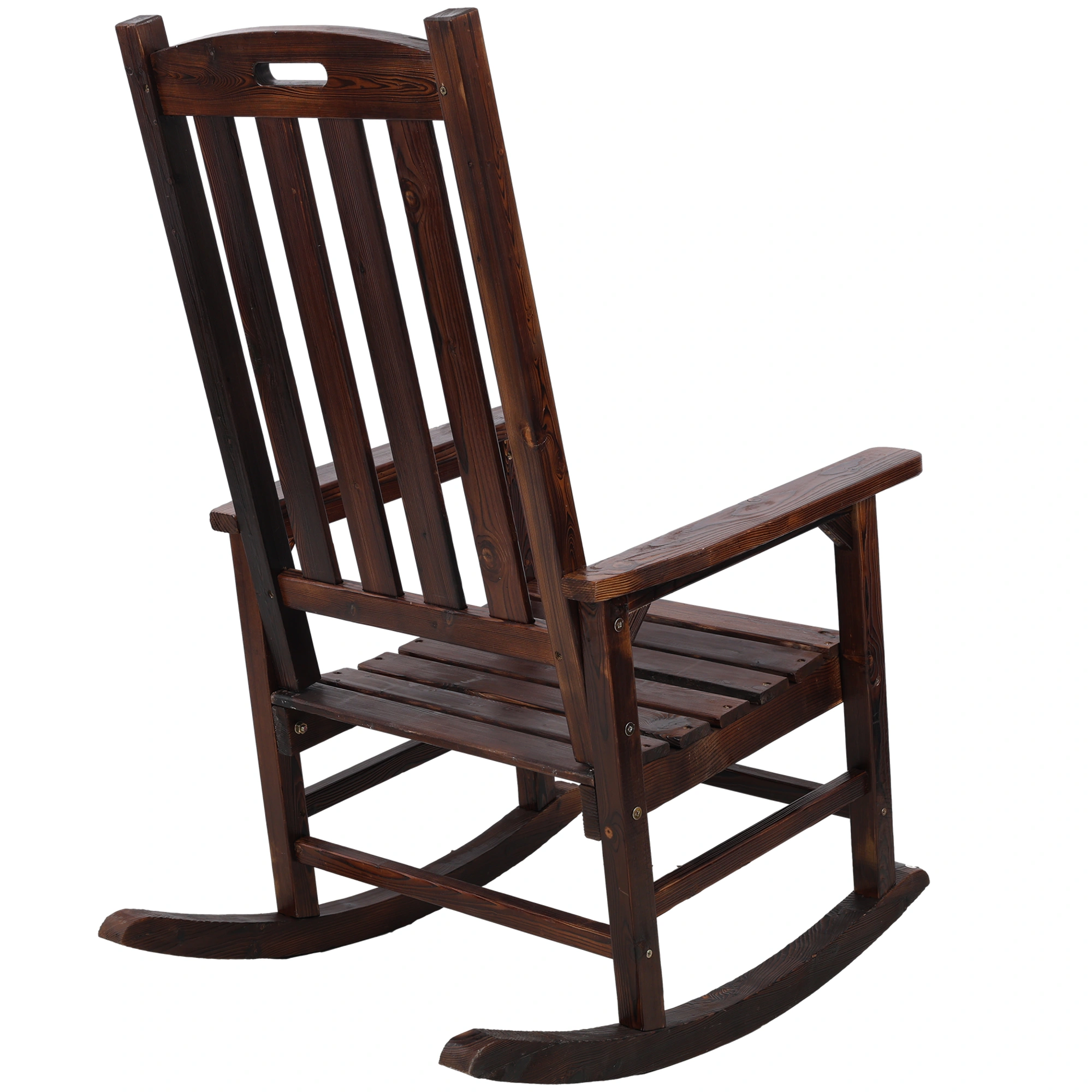 Oversized Wooden Porch Rocker Chair Brown - Wide Seat High Back Smooth Rocking Chair for Indoor Outdoor Use view 6