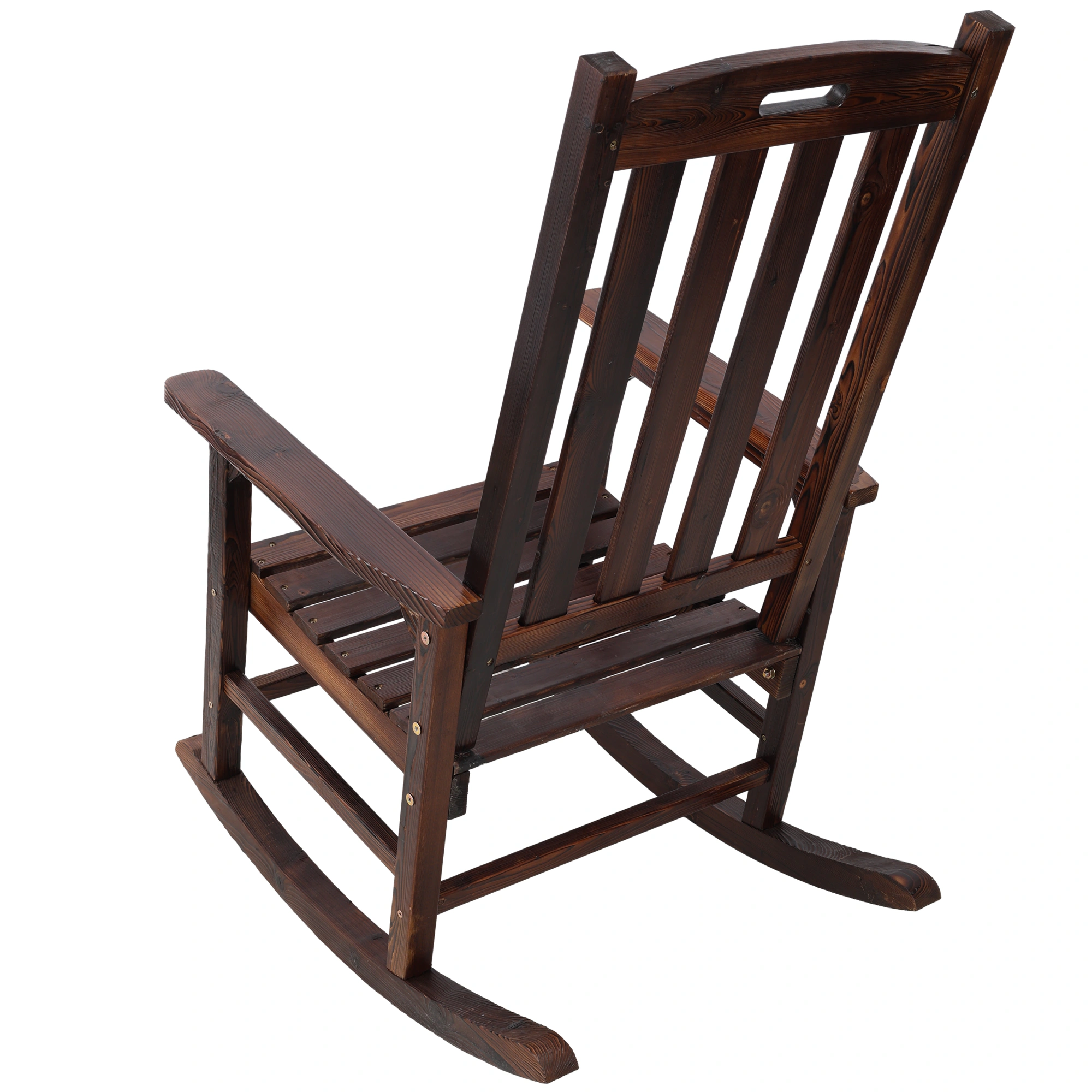Oversized Wooden Porch Rocker Chair Brown - Wide Seat High Back Smooth Rocking Chair for Indoor Outdoor Use view 7