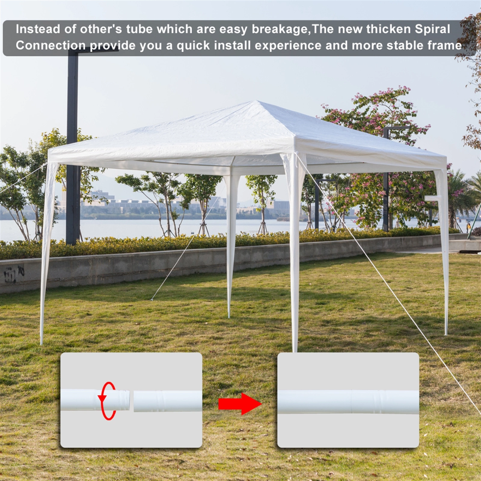 3 x 3m Three Sides Waterproof Tent with Spiral Tubes White view 37