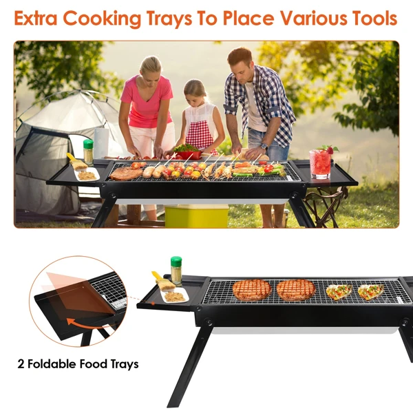 Portable BBQ Griddle, Foldable Kabob Barbecue for Outdoor Hibachi BBQ Lamb Skewer Camping Barbecue Grill in Garden Backyard Party Picnic Travel(No shipments on weekends) view 3