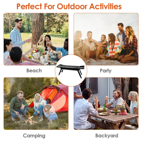 Portable BBQ Griddle, Foldable Kabob Barbecue for Outdoor Hibachi BBQ Lamb Skewer Camping Barbecue Grill in Garden Backyard Party Picnic Travel(No shipments on weekends) view 4