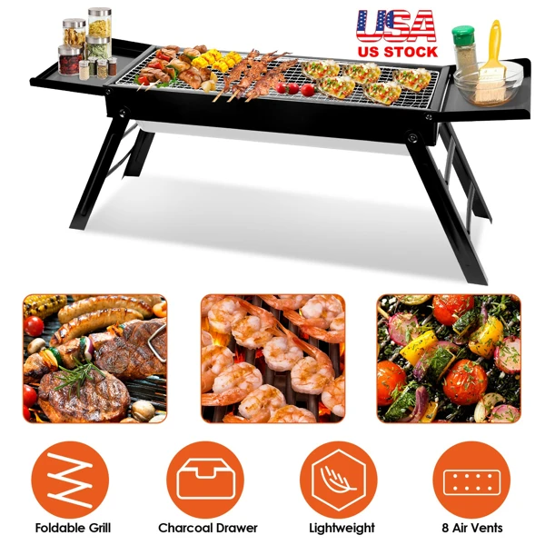 Portable BBQ Griddle, Foldable Kabob Barbecue for Outdoor Hibachi BBQ Lamb Skewer Camping Barbecue Grill in Garden Backyard Party Picnic Travel(No shipments on weekends)