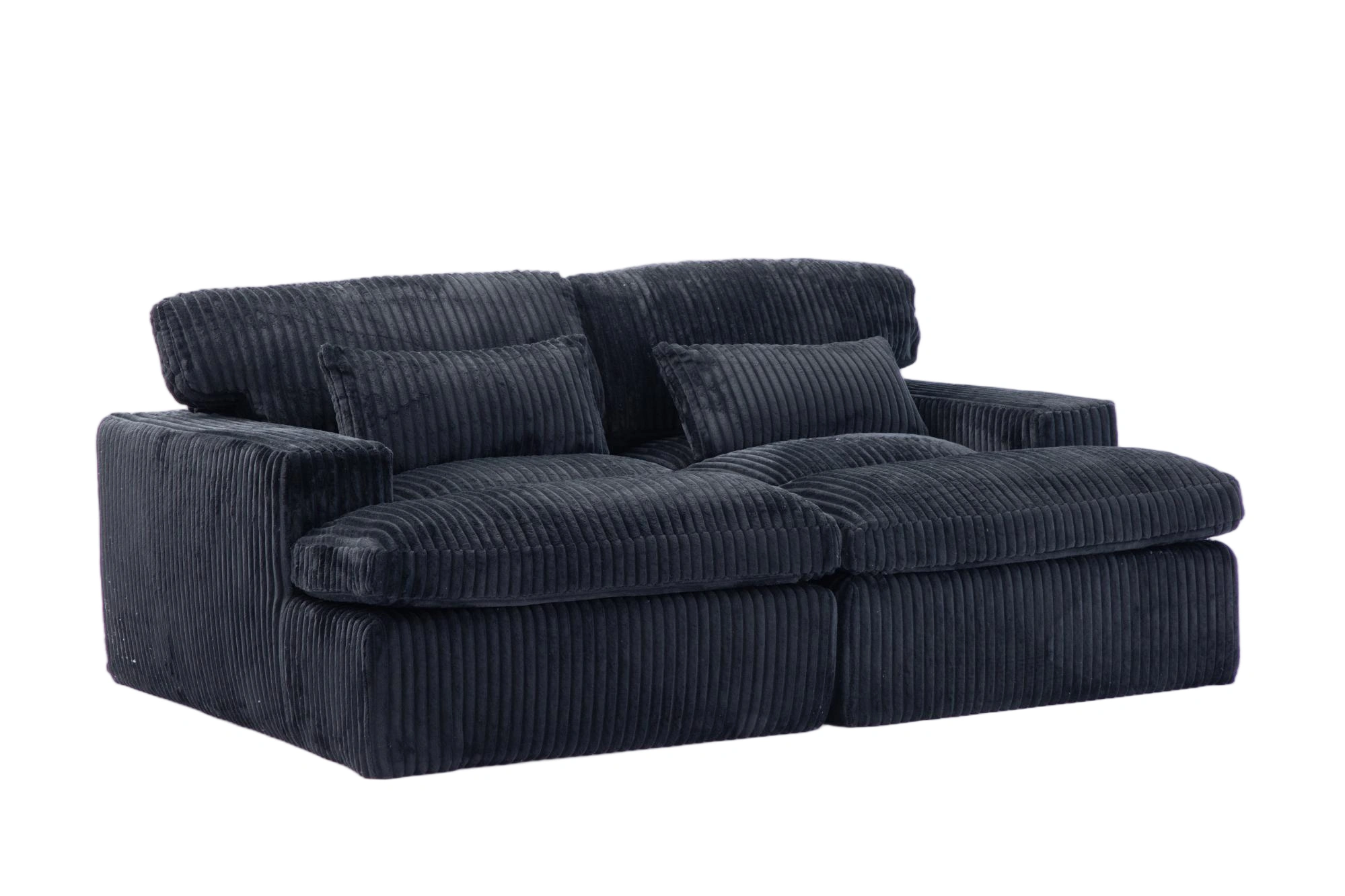 Double Chaise Lounge Chair Indoor, Oversized Upholstered Sleeper Cloud Couch, Deep Seat Luxury Sofa Bed, Sectional Chaise Loveseat, Corduroy Reading Chair for Living Room, Black, No Assembly view 25