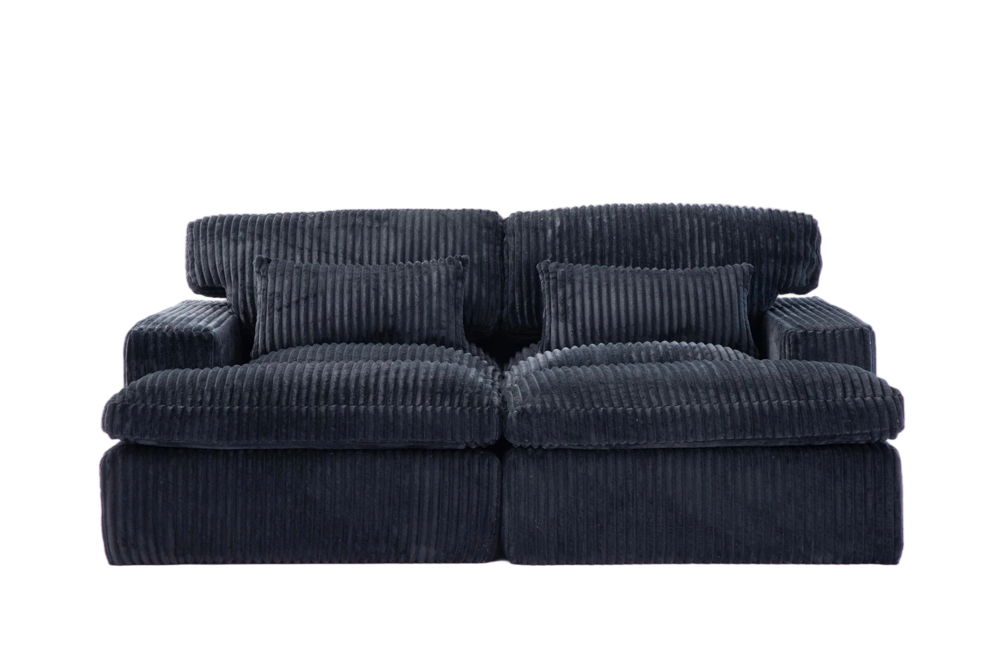 Double Chaise Lounge Chair Indoor, Oversized Upholstered Sleeper Cloud Couch, Deep Seat Luxury Sofa Bed, Sectional Chaise Loveseat, Corduroy Reading Chair for Living Room, Black, No Assembly view 28