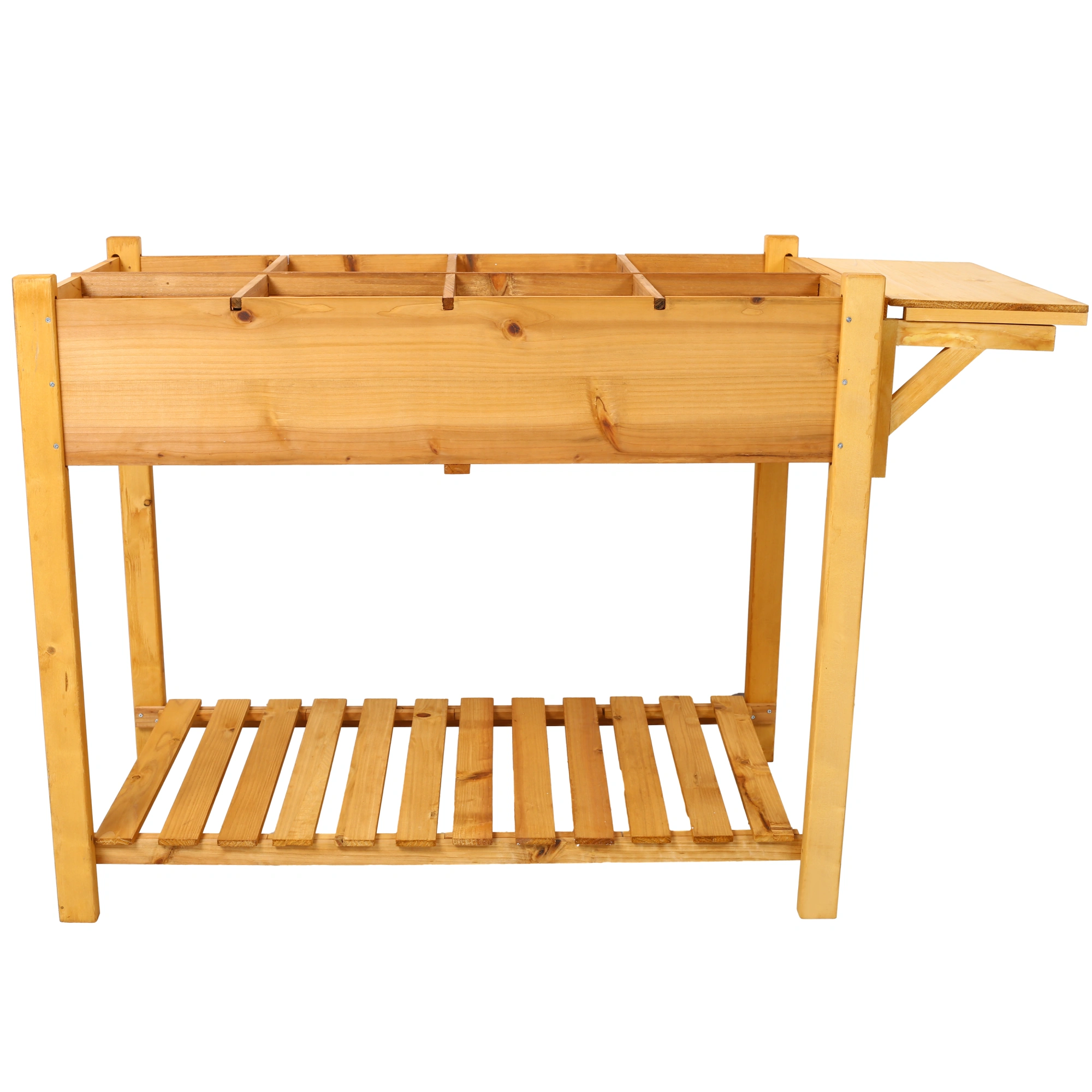 8 Pockets Horticulture Raised Garden Bed Elevated Wood Planter Box Stand with Foldable Side Table and Storage Shelf for Herb/Vegetables/Flowers view 14