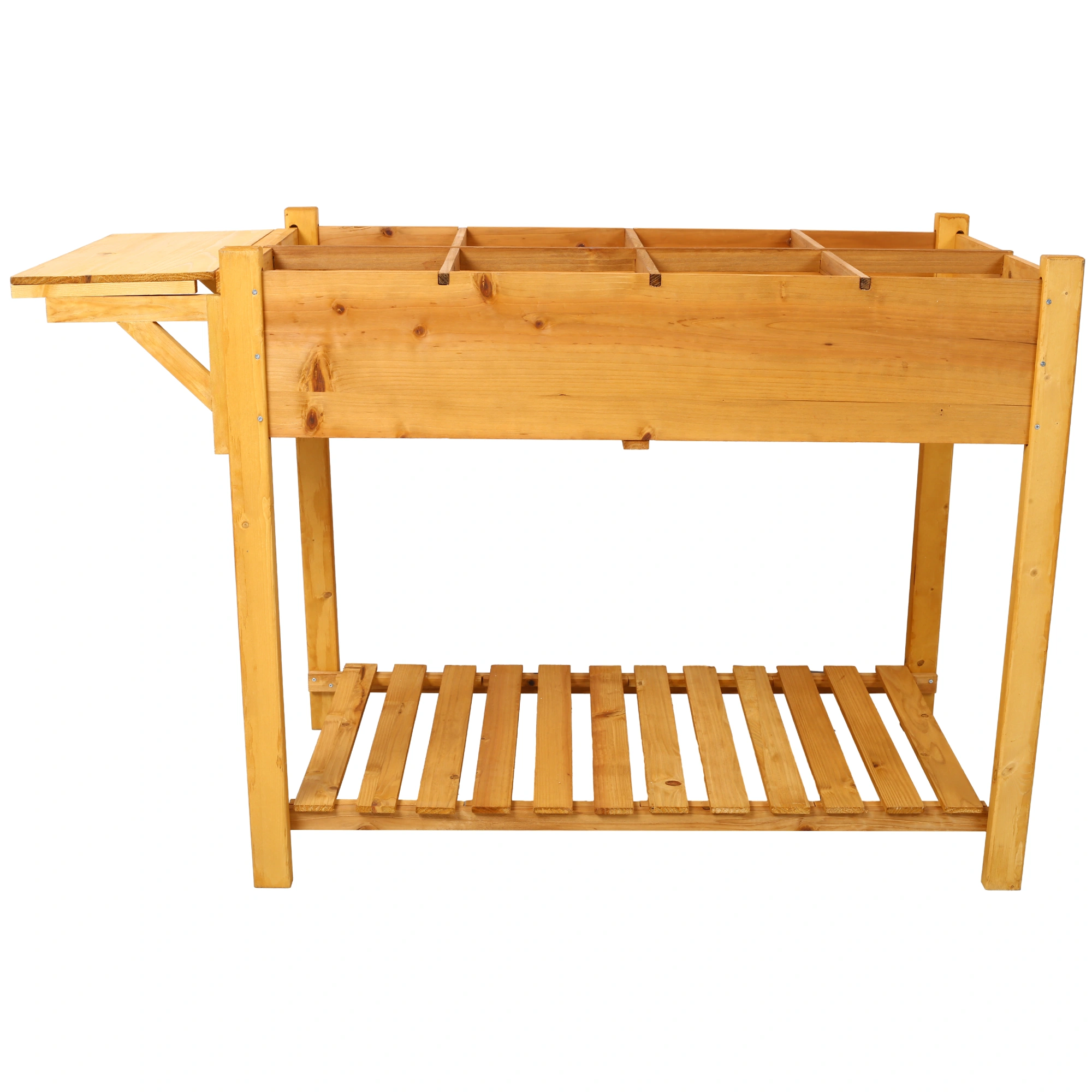 8 Pockets Horticulture Raised Garden Bed Elevated Wood Planter Box Stand with Foldable Side Table and Storage Shelf for Herb/Vegetables/Flowers view 16