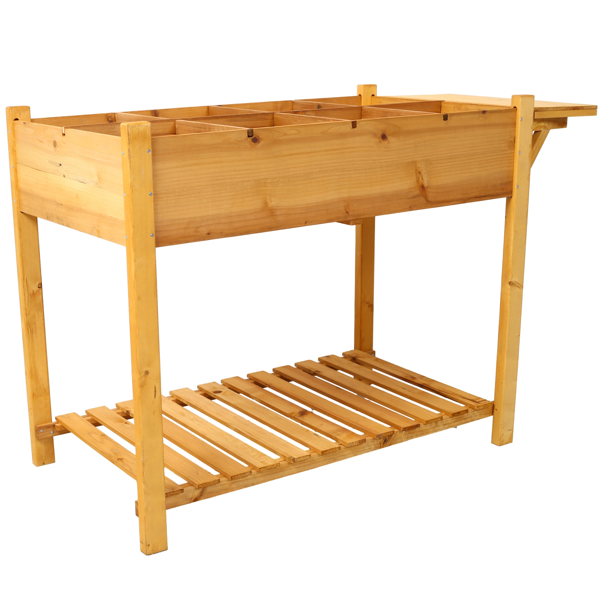 8 Pockets Horticulture Raised Garden Bed Elevated Wood Planter Box Stand with Foldable Side Table and Storage Shelf for Herb/Vegetables/Flowers view 8