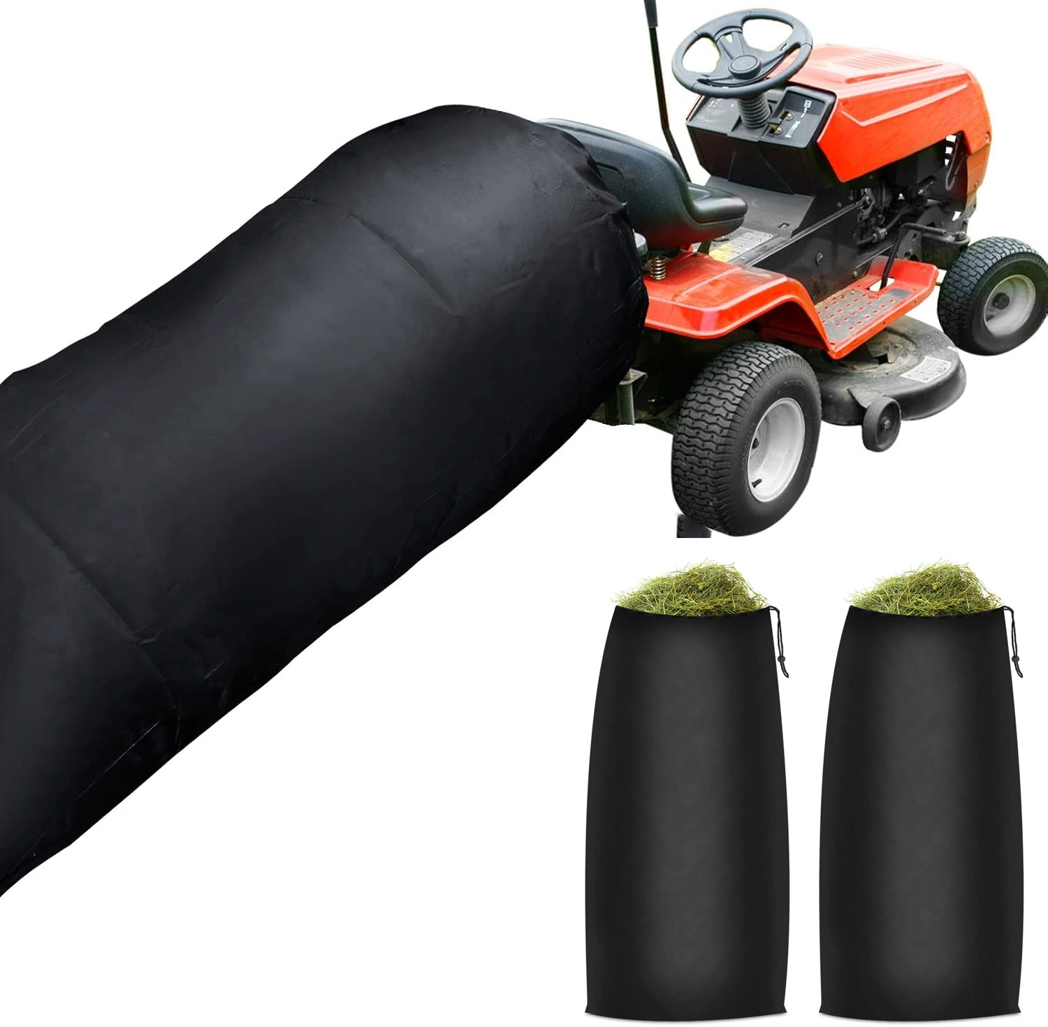 2 Pack 54 Cu Ft Lawn Tractor Leaf Bags - 112" Opening Heavy Duty Leaf Collection Bags for 2-Bag Ride-On Mower Material Collection Systems