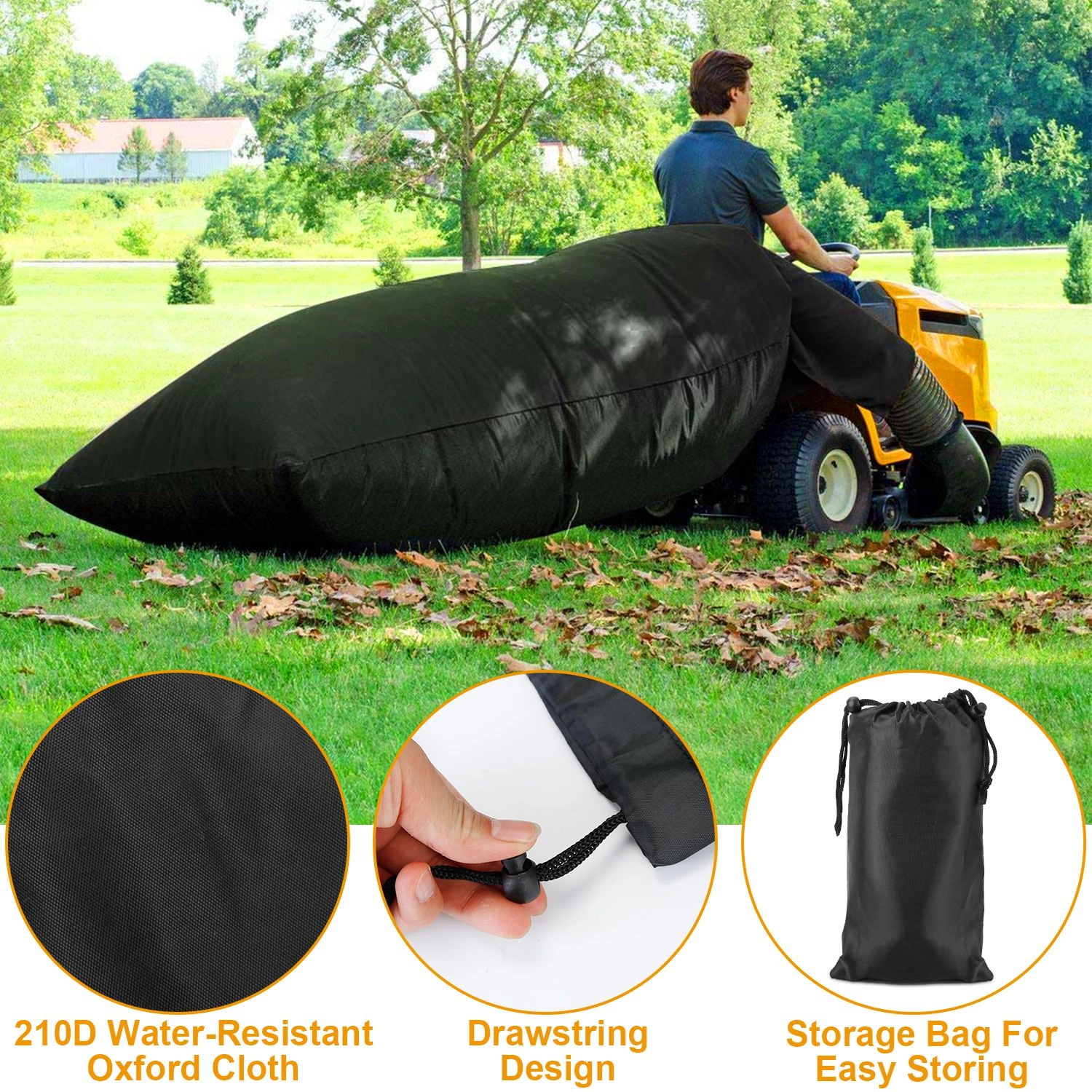 2 Pack 54 Cu Ft Lawn Tractor Leaf Bags - 112" Opening Heavy Duty Leaf Collection Bags for 2-Bag Ride-On Mower Material Collection Systems view 4
