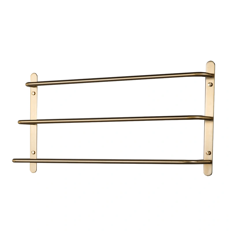 THREE Stagger Layers Towel Rack Luxury Brushed Gold 304 Stainless Steel Towel Bars Bathroom Accessories Set 17.72 inches KJWY003JIN-45CM view 3