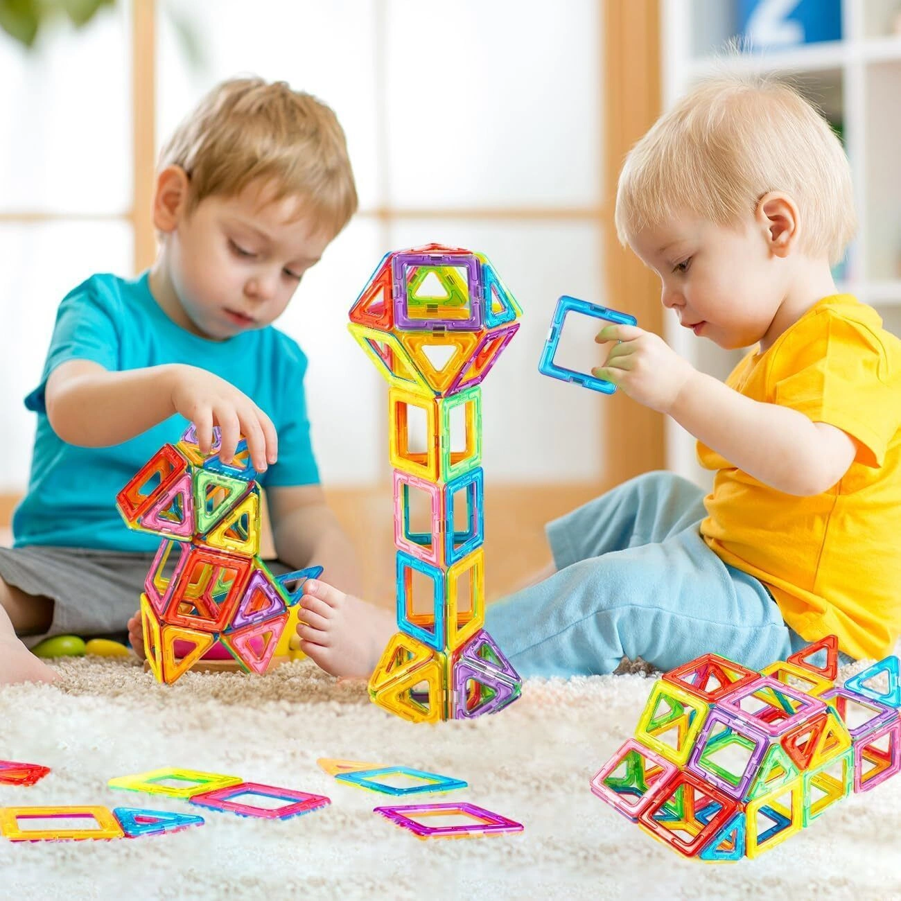110Pcs Magnetic Building Blocks, Colorful Magnet Tiles Set, STEM Educational Kids Toys for Children Age 3+ view 2