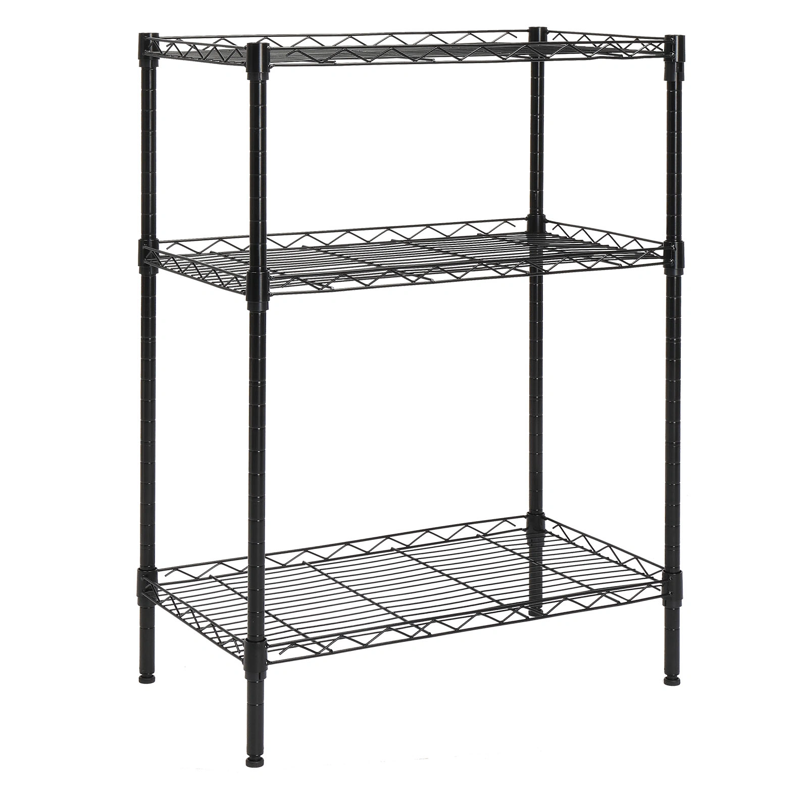 Concise 3 Layers Carbon Steel & PP Storage Rack Black view 2