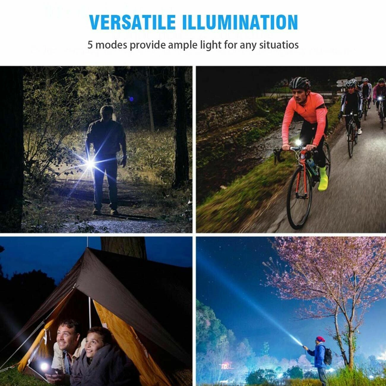 LED Flashlight 5 Modes, USB Rechargeable Tactical Flashlight for Camping Hiking Outdoor view 5