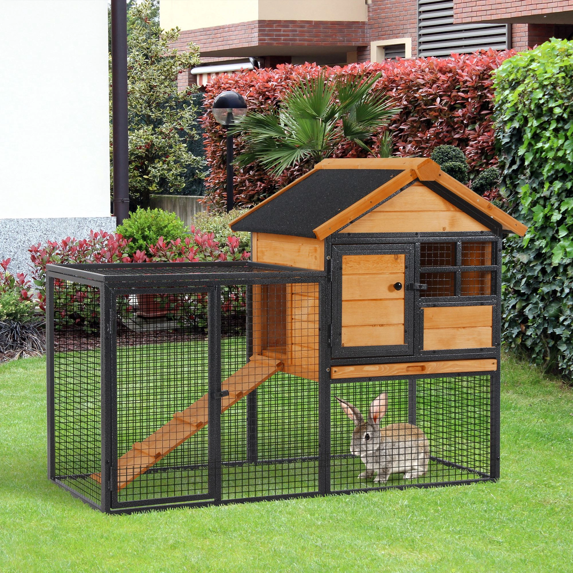 PetPlay Small Animal Playpen Cage with Ramp, Portable Foldable Exercise Pen for Rabbits, Guinea Pigs, Chinchillas